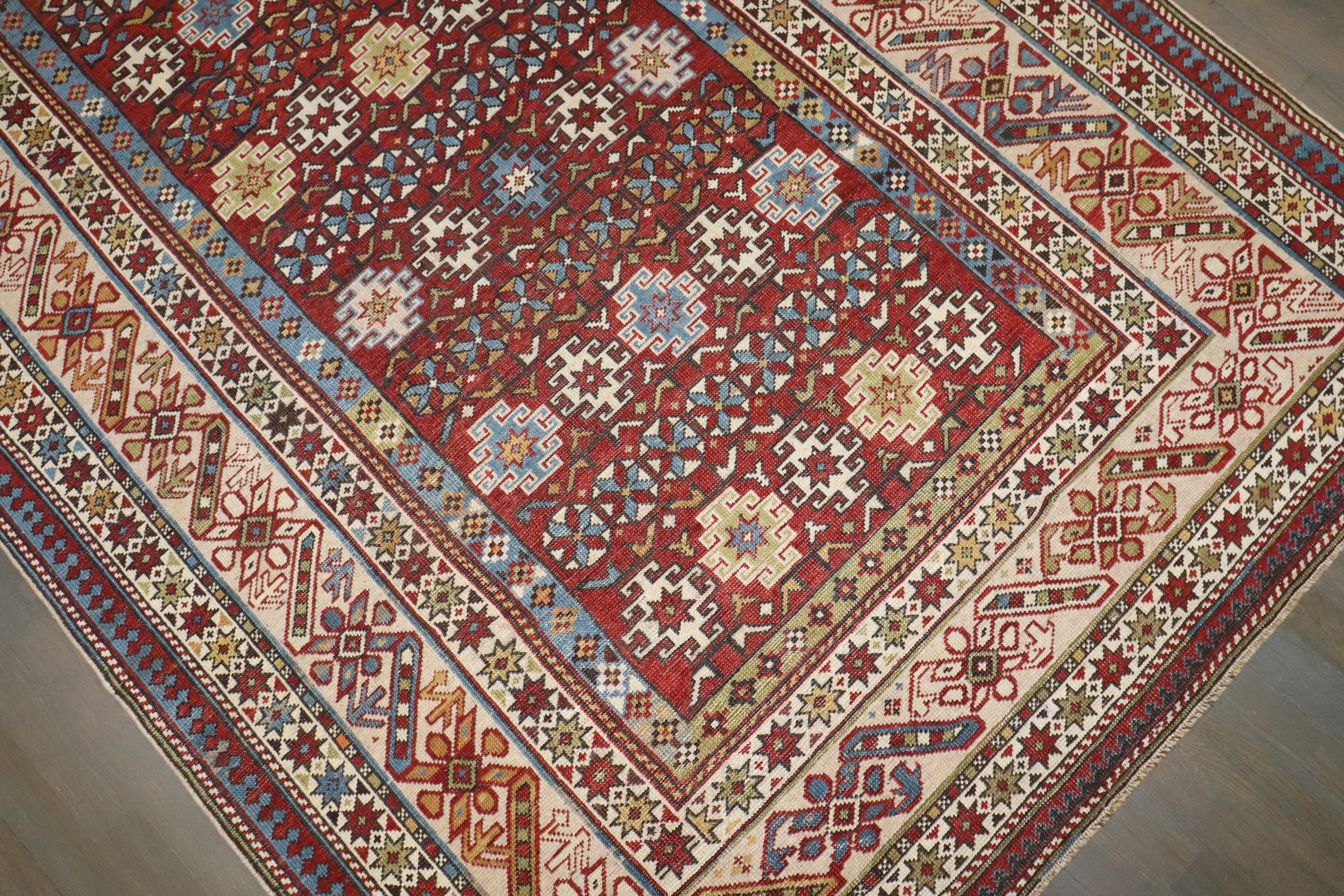 Zabihi Collection Antique Caucasian Chi Chi Kuba 19th Century Rug For Sale 3