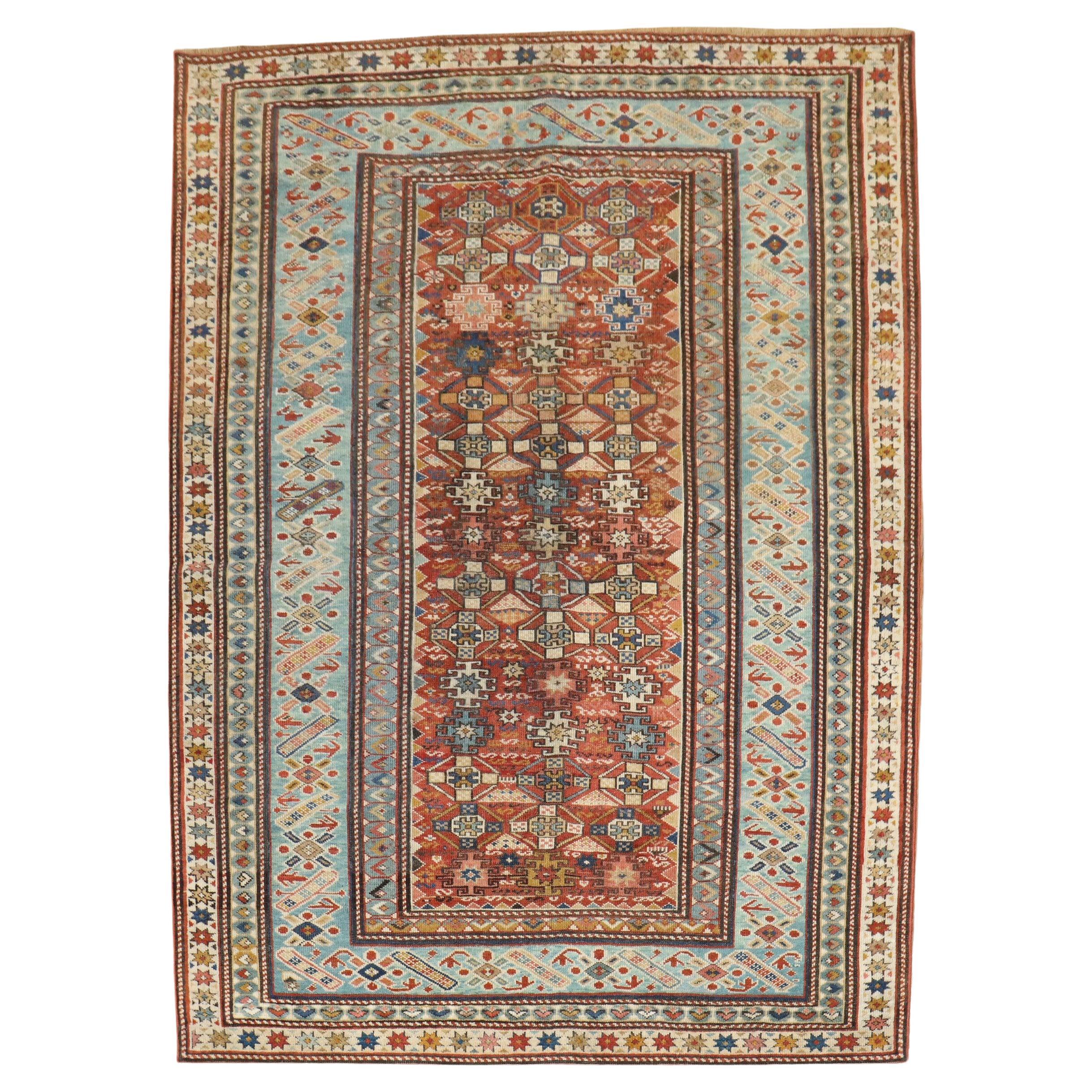 Zabihi Collection Antique Caucasian Chi Chi Kuba 19th Century Rug