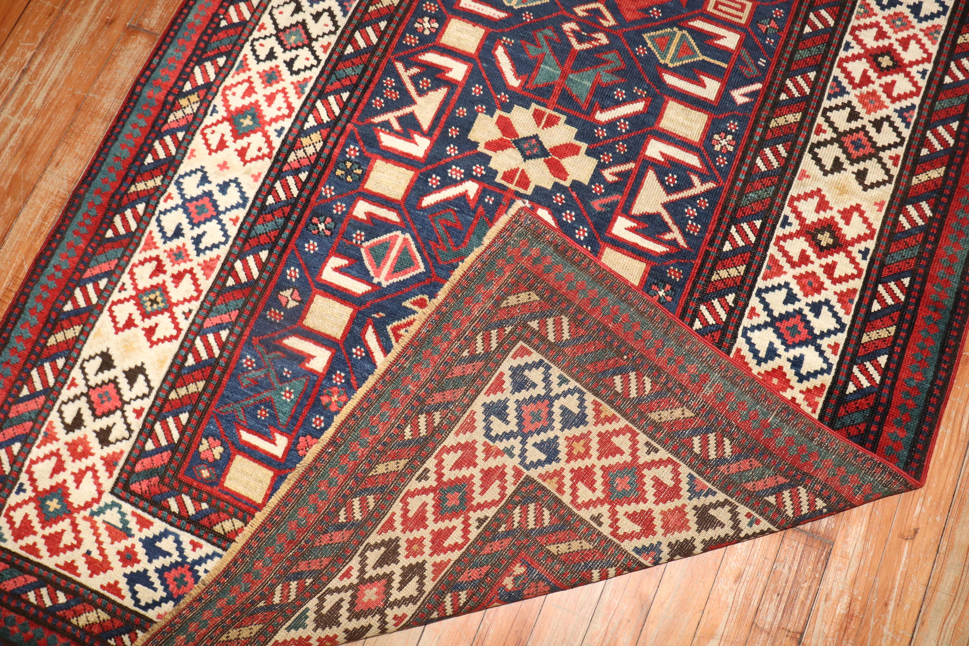 Zabihi Collection Antique Caucasian Kuba 19th Century Wide Runner In Good Condition For Sale In New York, NY