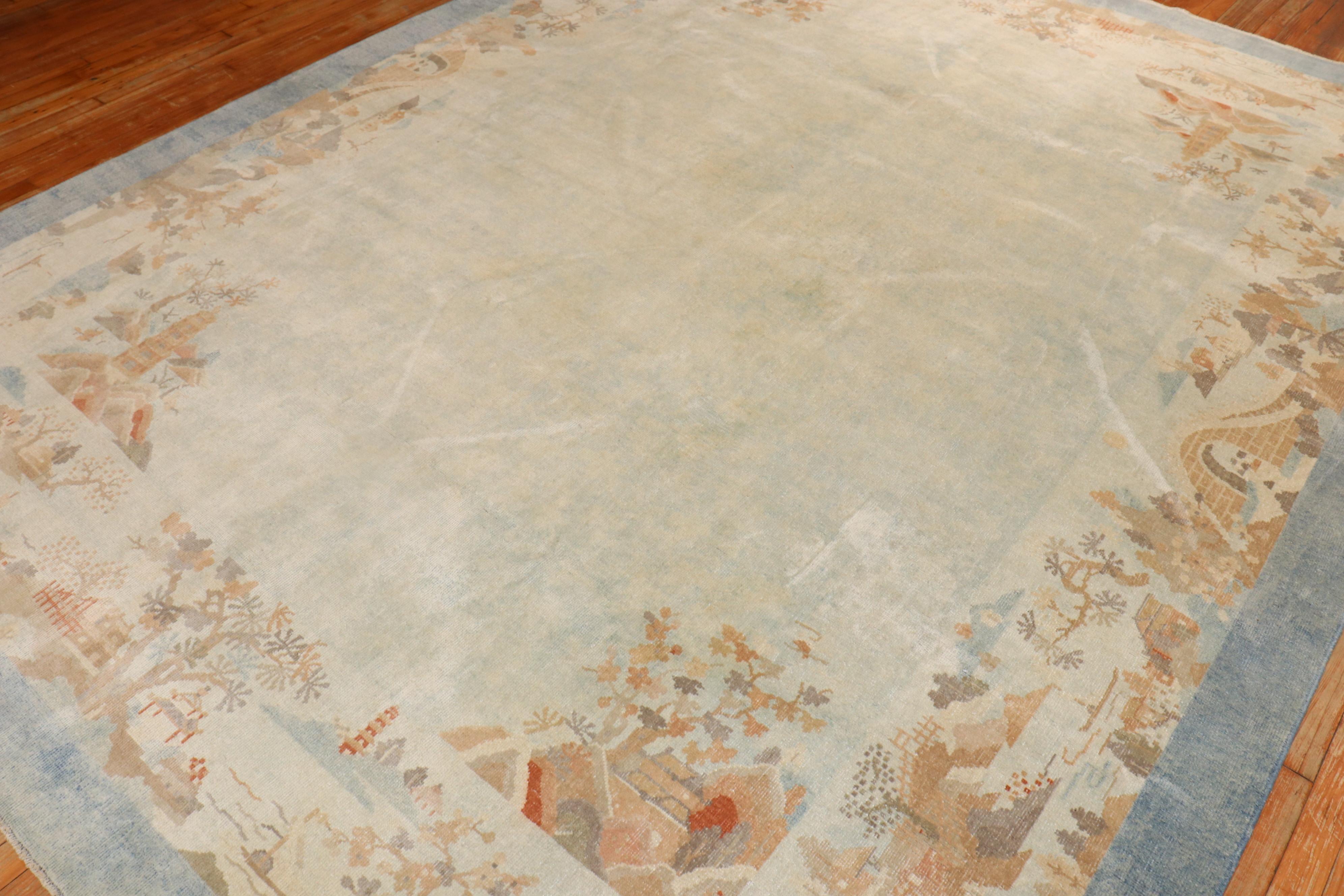 Zabihi Collection Antique Chinese Scenic Room Size Carpet For Sale 4