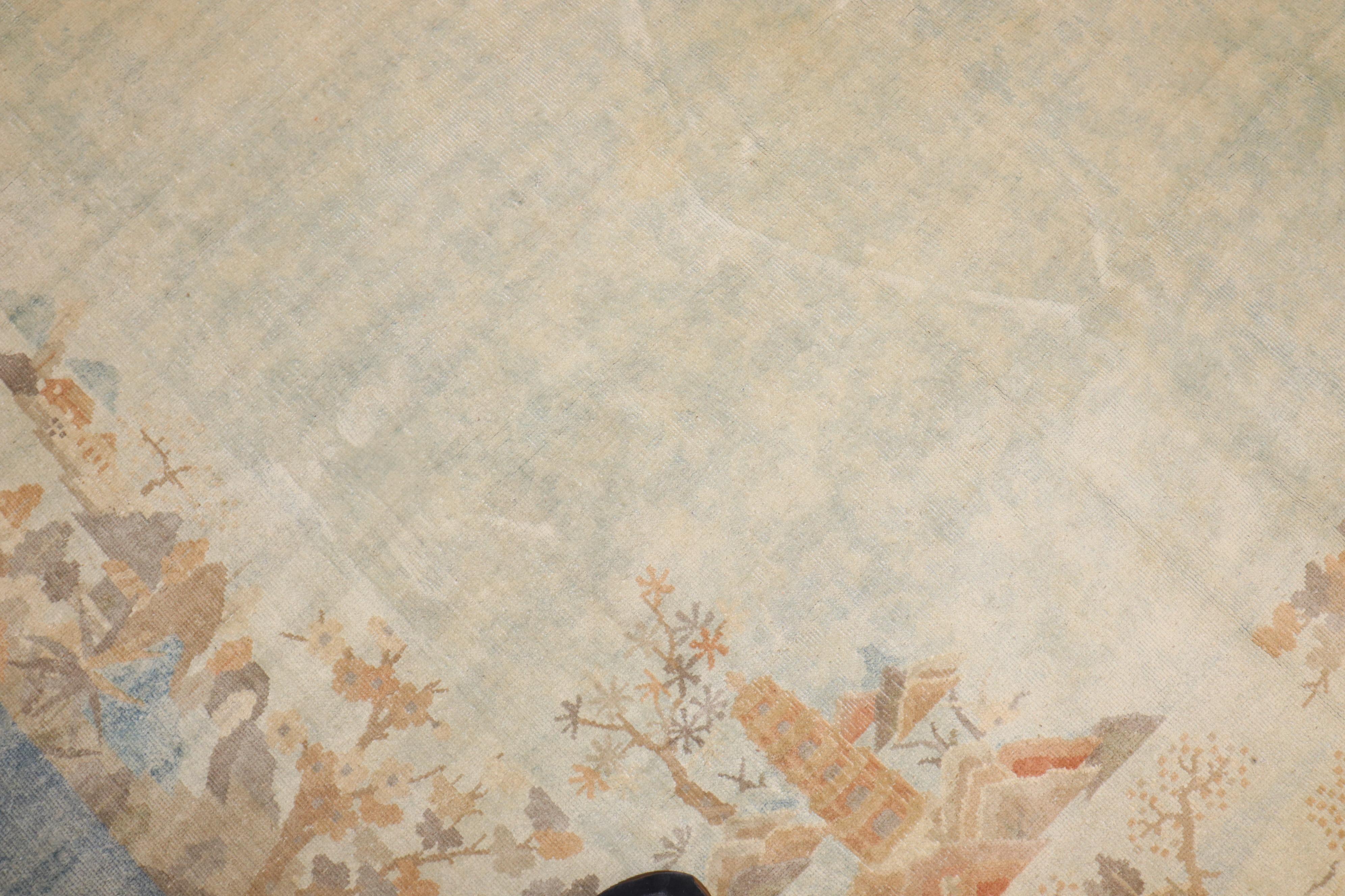 Zabihi Collection Antique Chinese Scenic Room Size Carpet For Sale 6