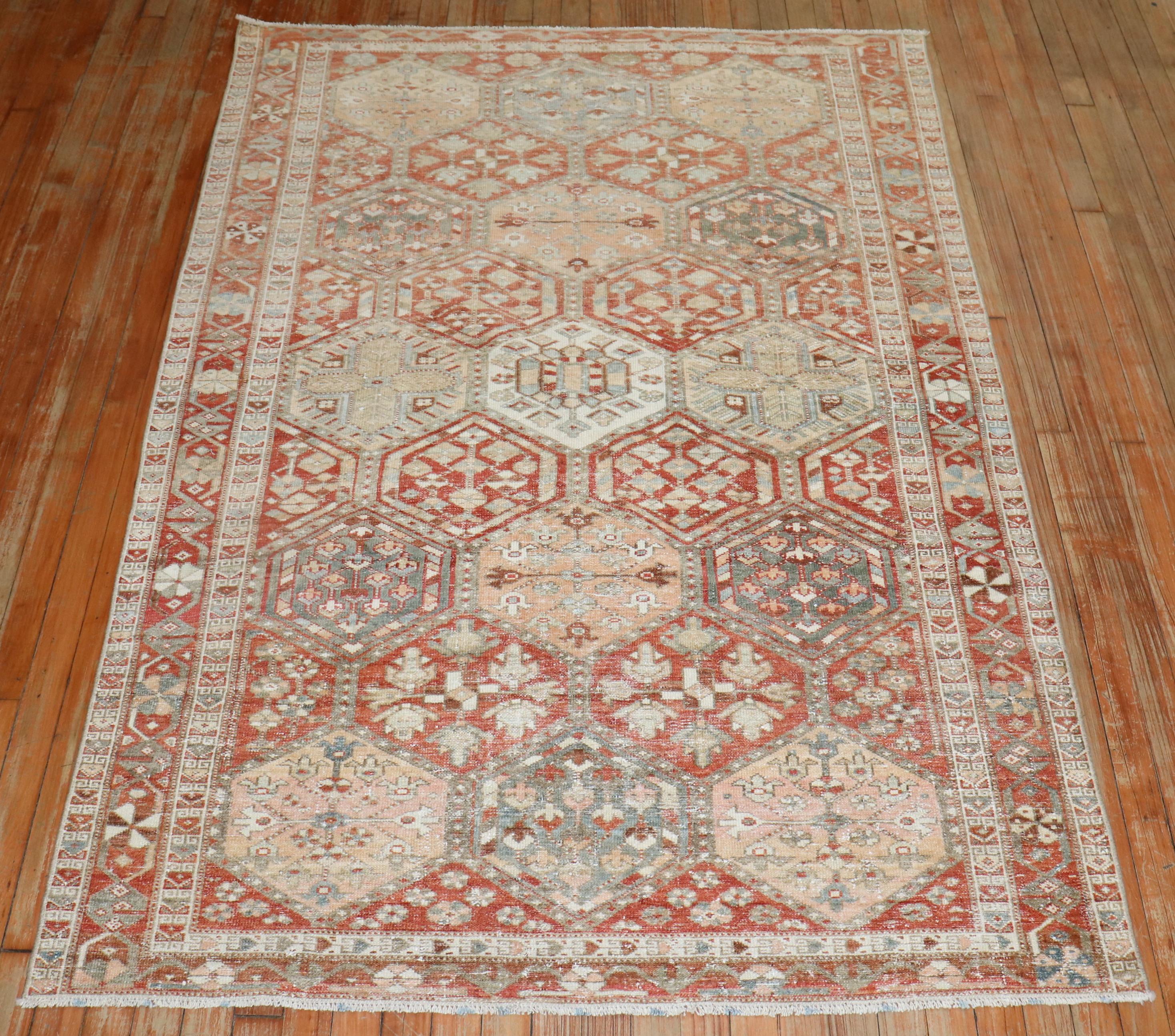 Serapi Zabihi Collection Antique Garden Design Persian Bakhtiari Rug For Sale