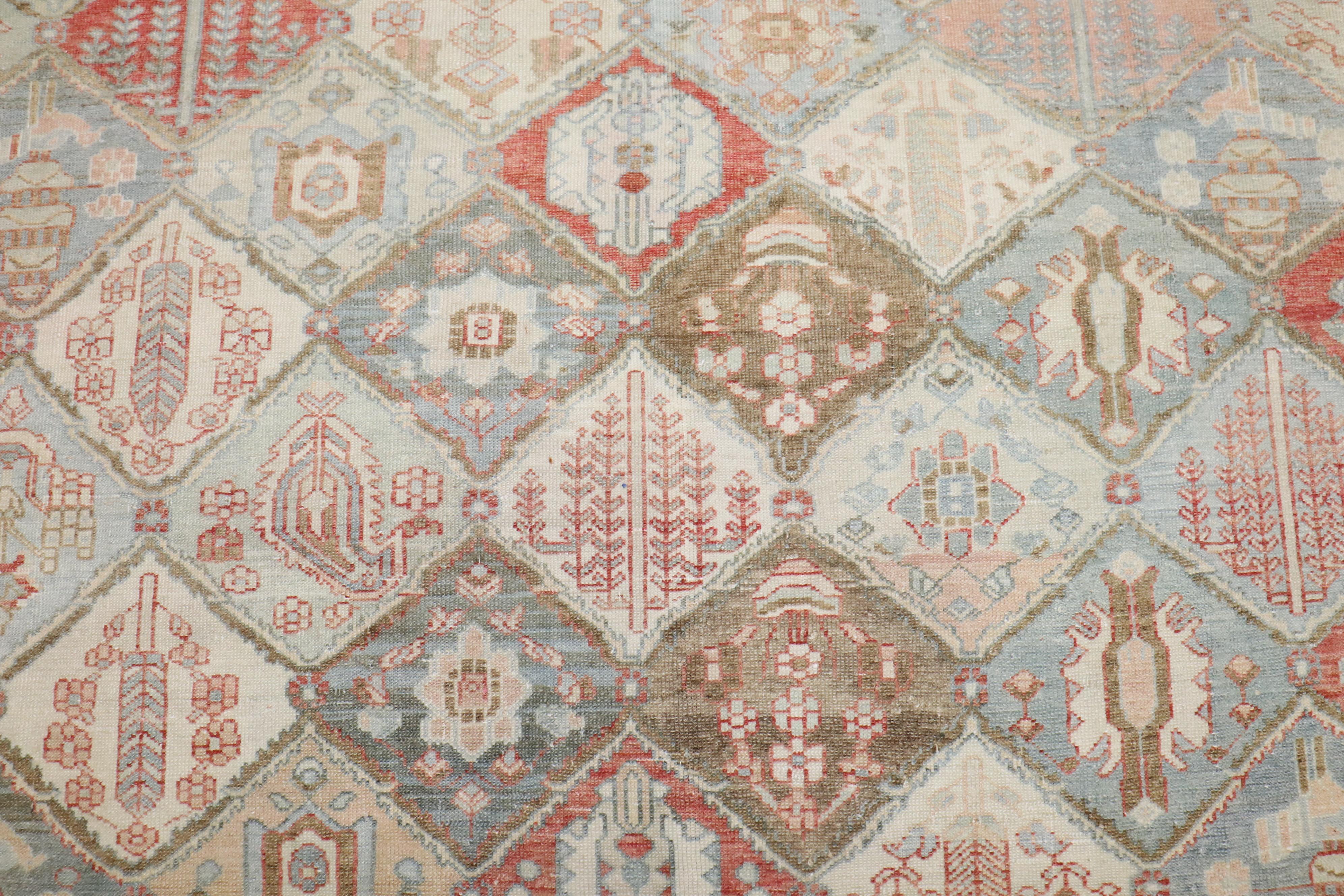 Colección Zabihi Alfombra Persa Bakhtiari Diseño Jardín Antiguo en venta 2