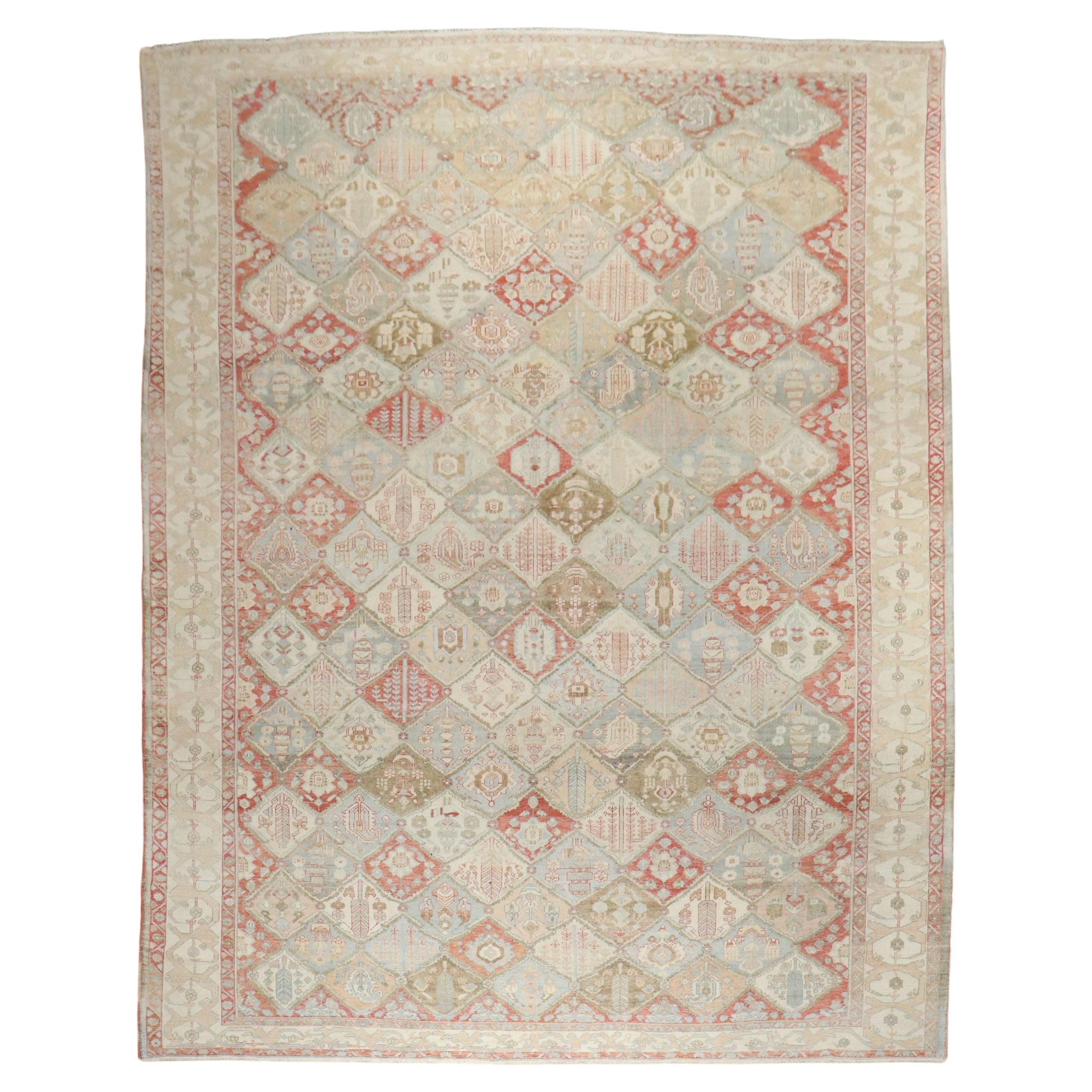 Zabihi Collection Antique Garden Design Persian Bakhtiari Rug For Sale