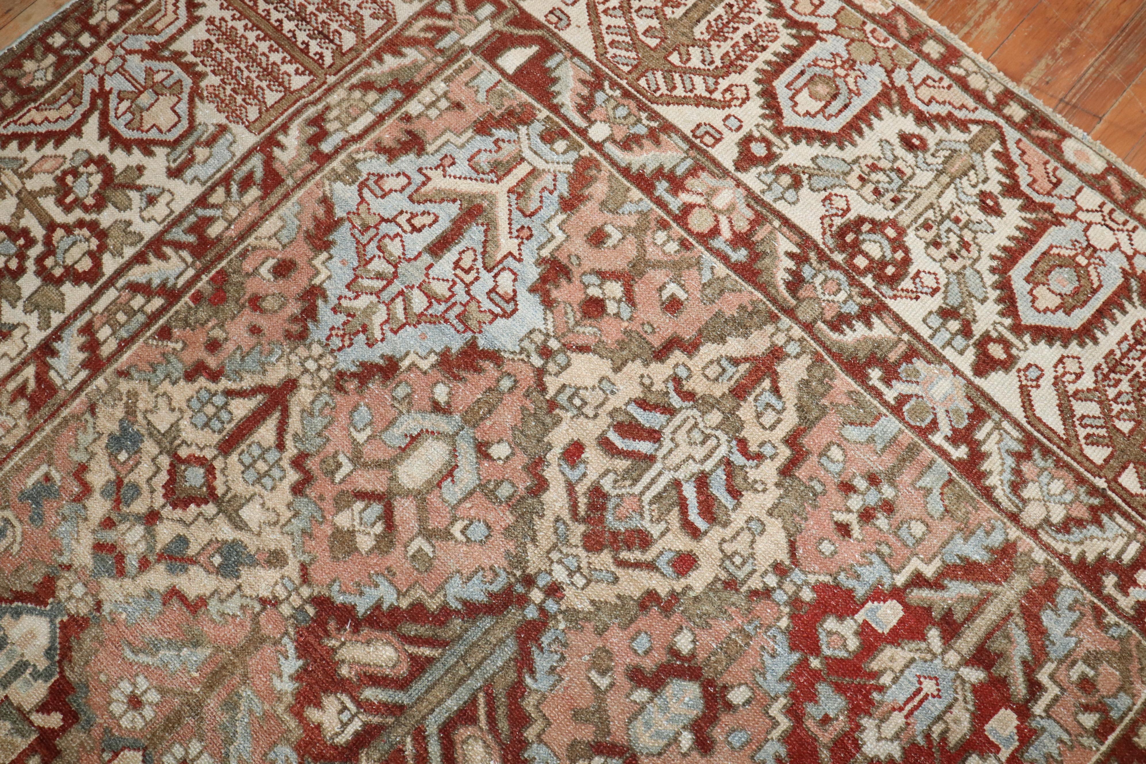 Hand-Knotted Zabihi Collection Antique Geometric Design Persian Bakhtiari Rug For Sale