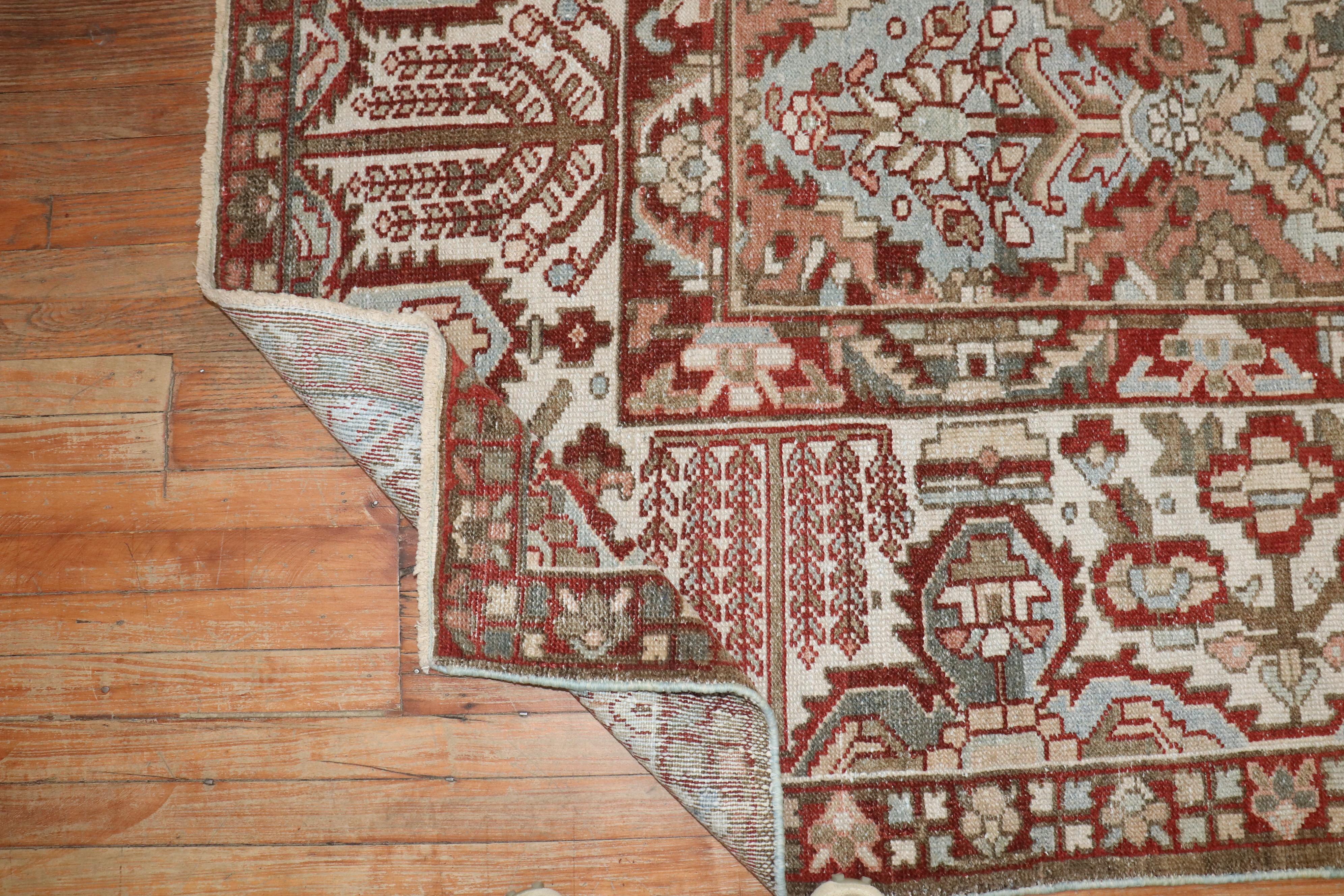 Zabihi Collection Antique Geometric Design Persian Bakhtiari Rug For Sale 1