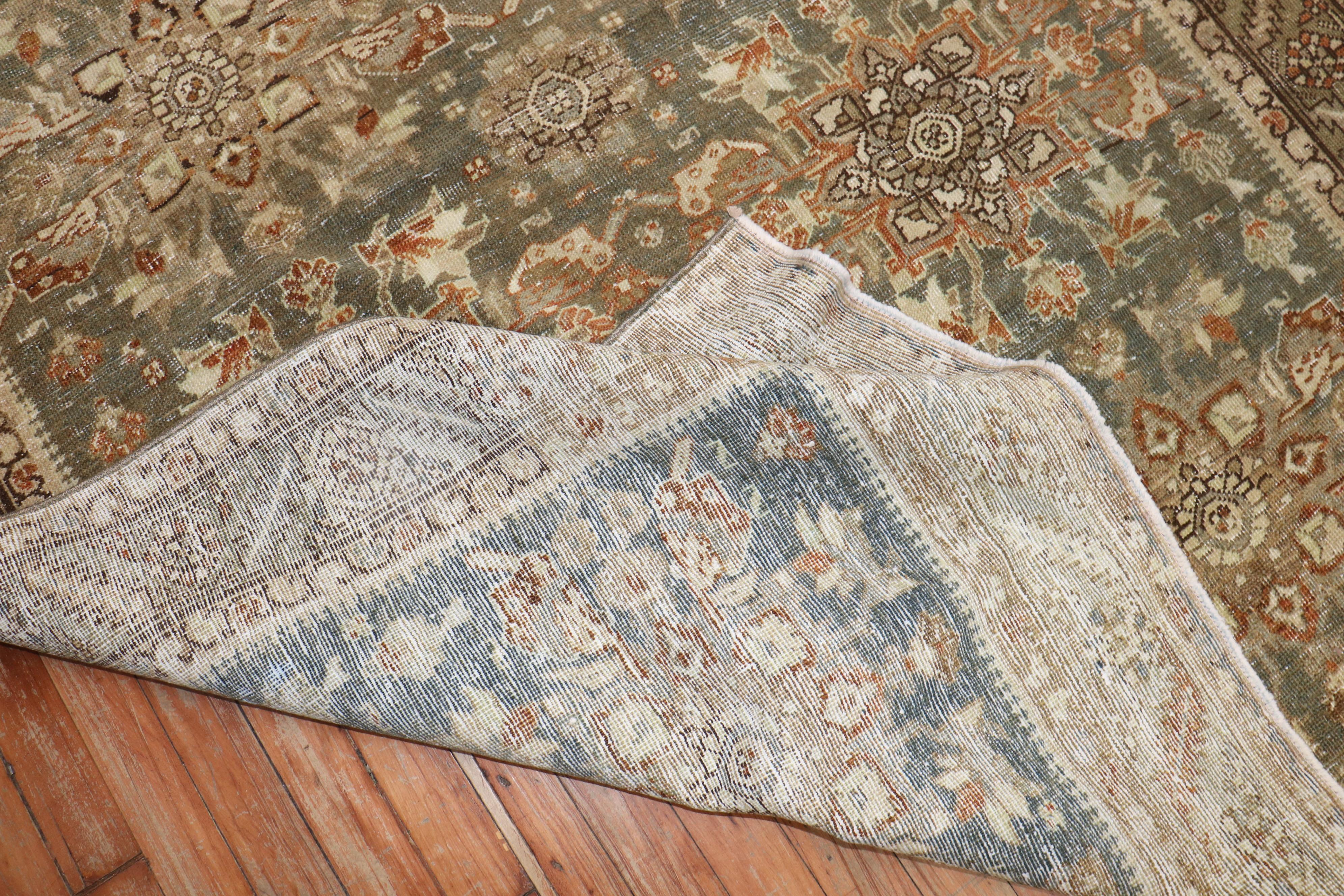 Zabihi Collection Antique Green Northwest Persian Accent Rug For Sale 5