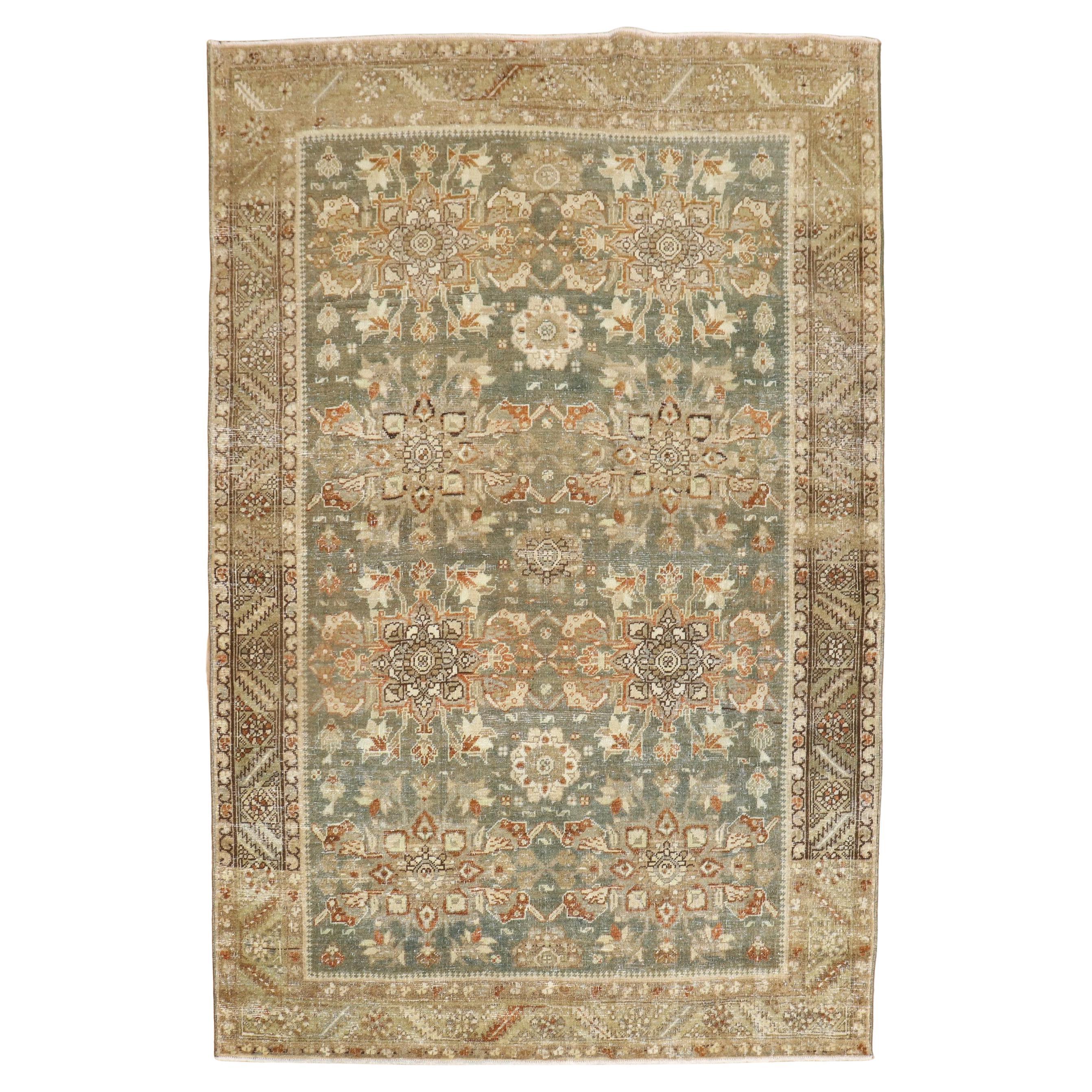 Zabihi Collection Antique Green Northwest Persian Accent Rug