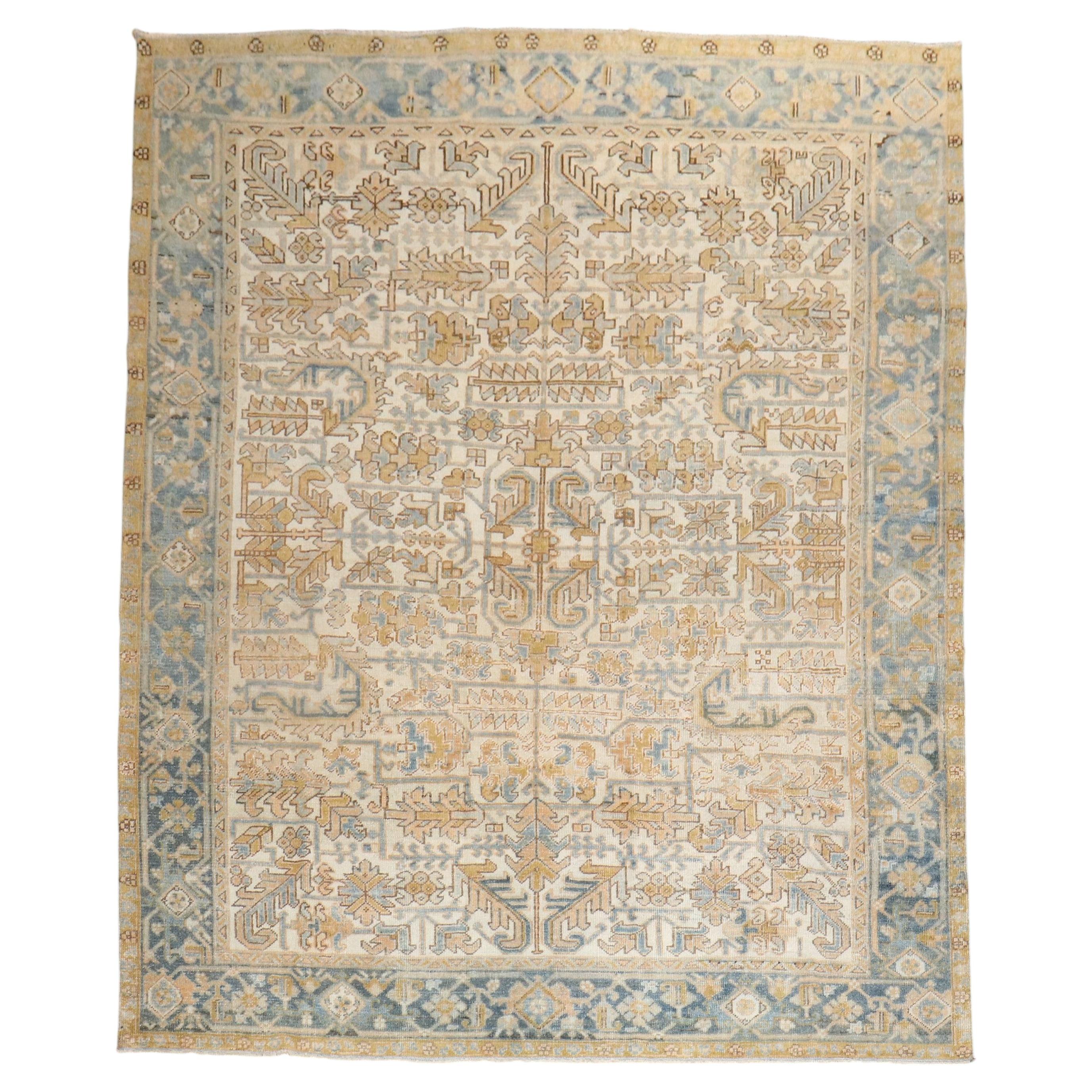Zabihi Collection Antique Heriz Square Room Size Rug For Sale