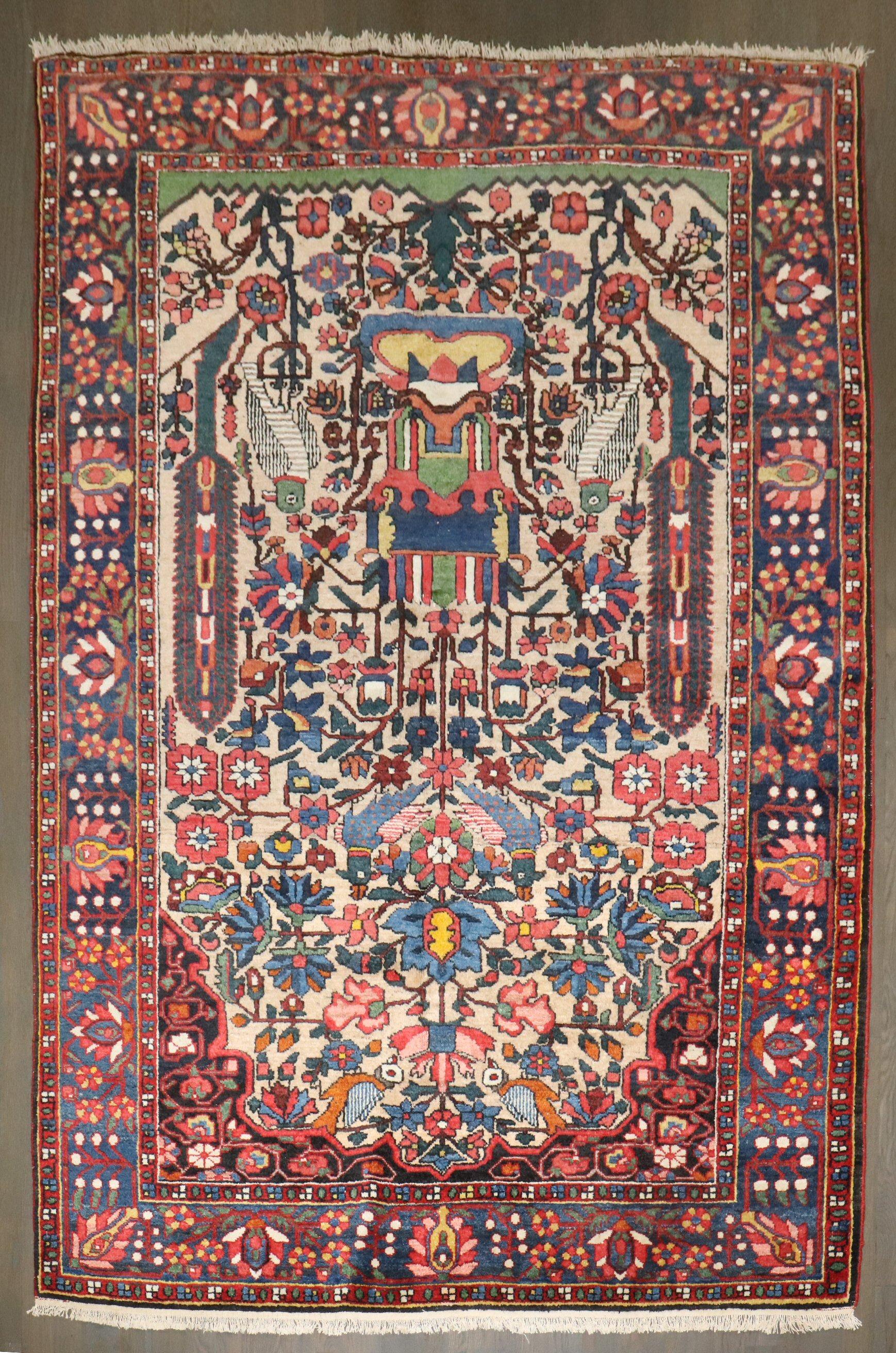 Colección Zabihi Alfombra Persa Bakhtiari Antigua Tono Joya Serapi en venta