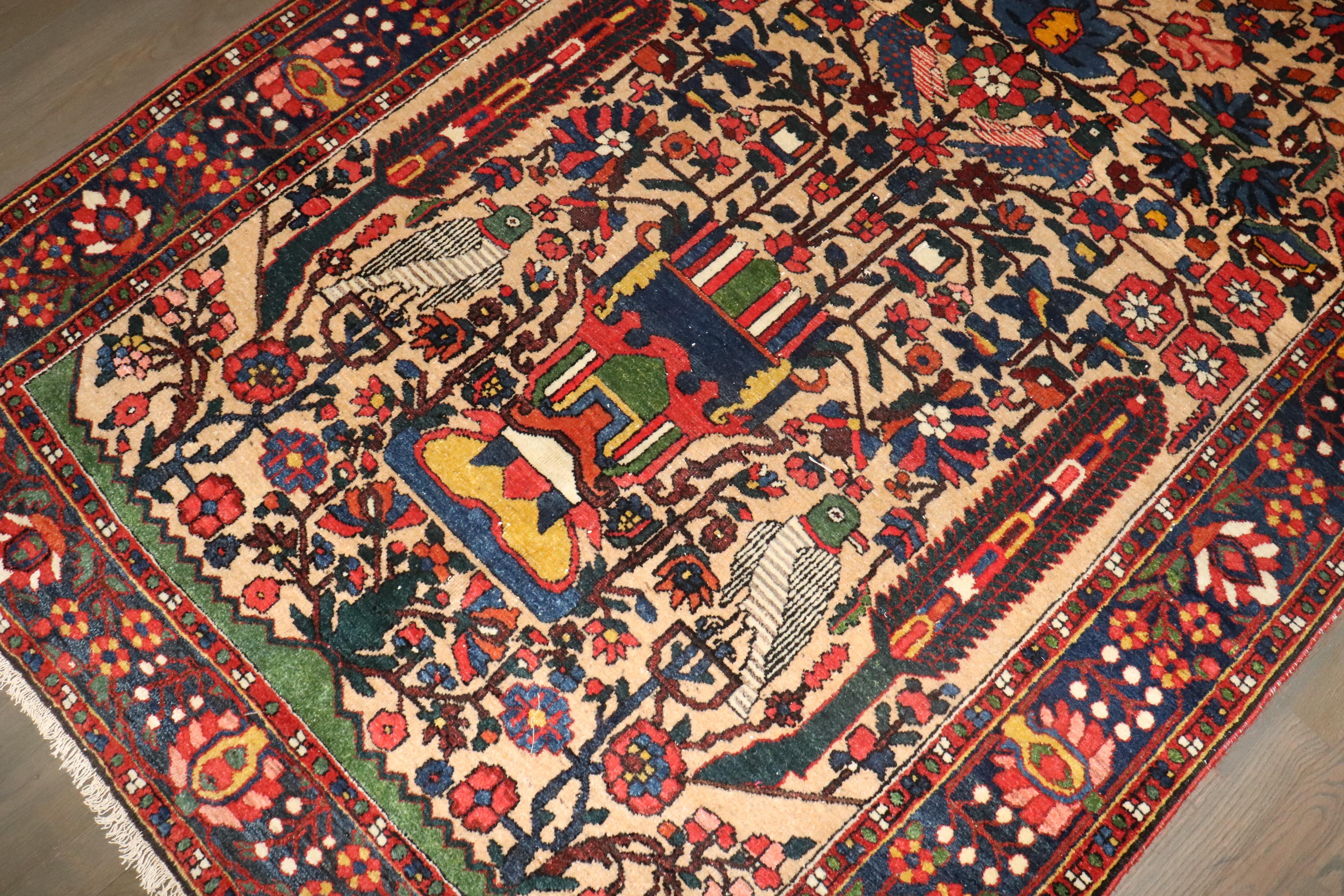 Colección Zabihi Alfombra Persa Bakhtiari Antigua Tono Joya en venta 1