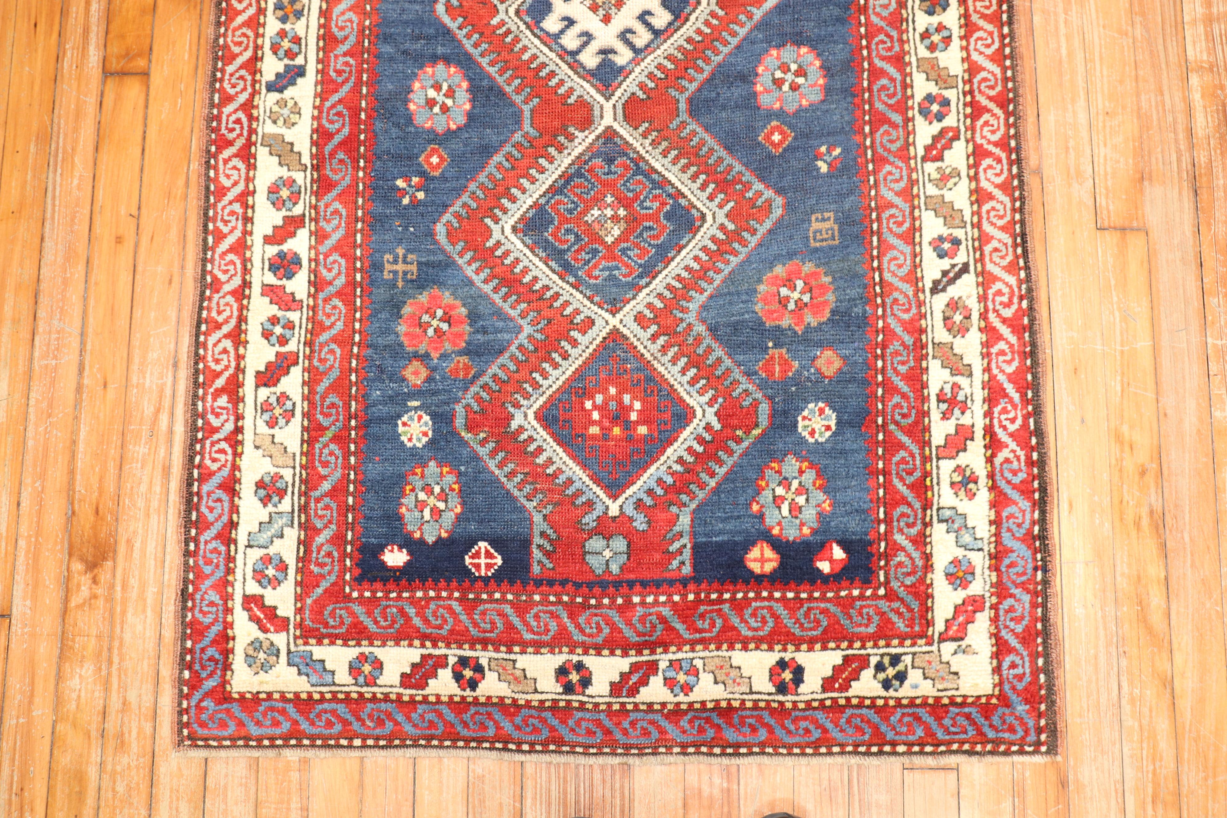 20th Century Zabihi Collection Antique Kazak Rug For Sale