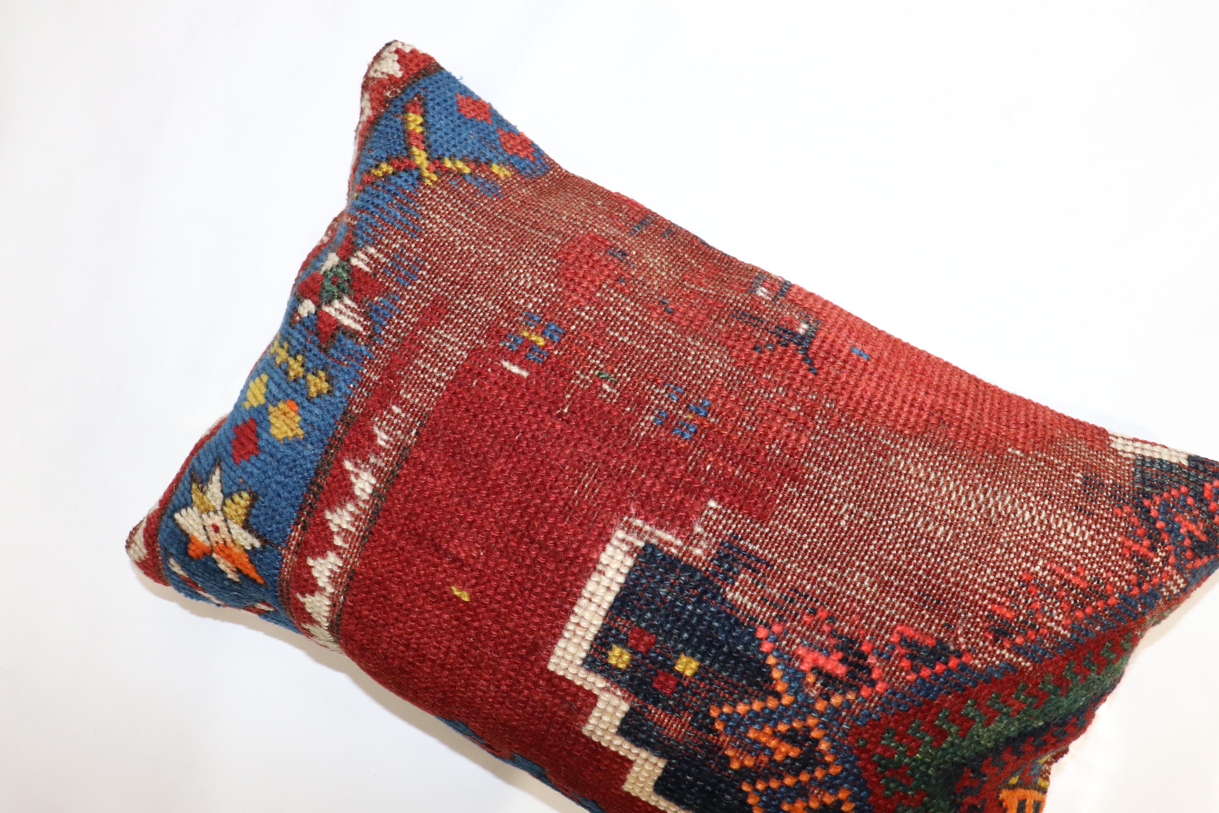 Zabihi Collection Antique Kazak Rug Pillow In Fair Condition For Sale In New York, NY