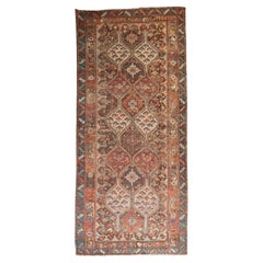 Zabihi Collection Antique Kurd Worn Brown Gallery Corridor Rug, 6'1'' x 15'1''