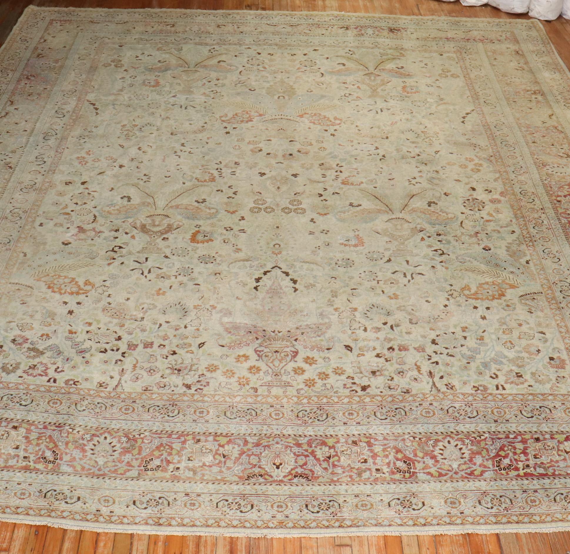 Zabihi Collection Antique Large Square Meshed Rug For Sale 8