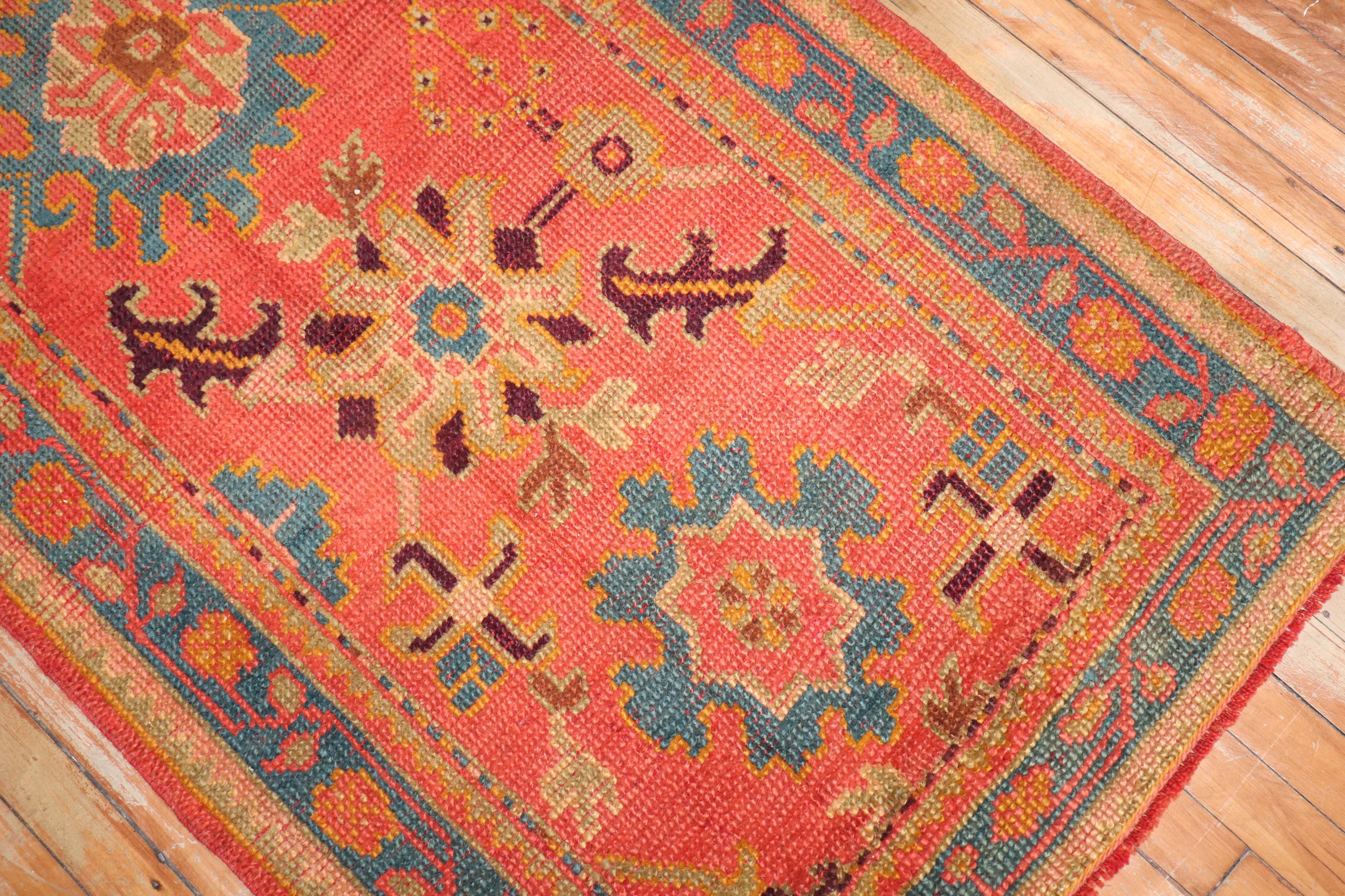 Zabihi Collection Antique Long Orange Turkish Oushak Early 20th Century Runner For Sale 5
