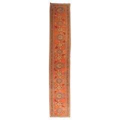 Zabihi Collection Vintage Long Orange Turkish Oushak Early 20th Century Runner