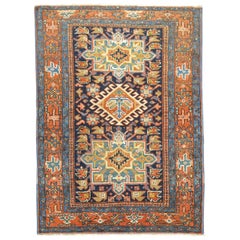 Zabihi Collection Antique Navy Blue Heriz Scatter Rug
