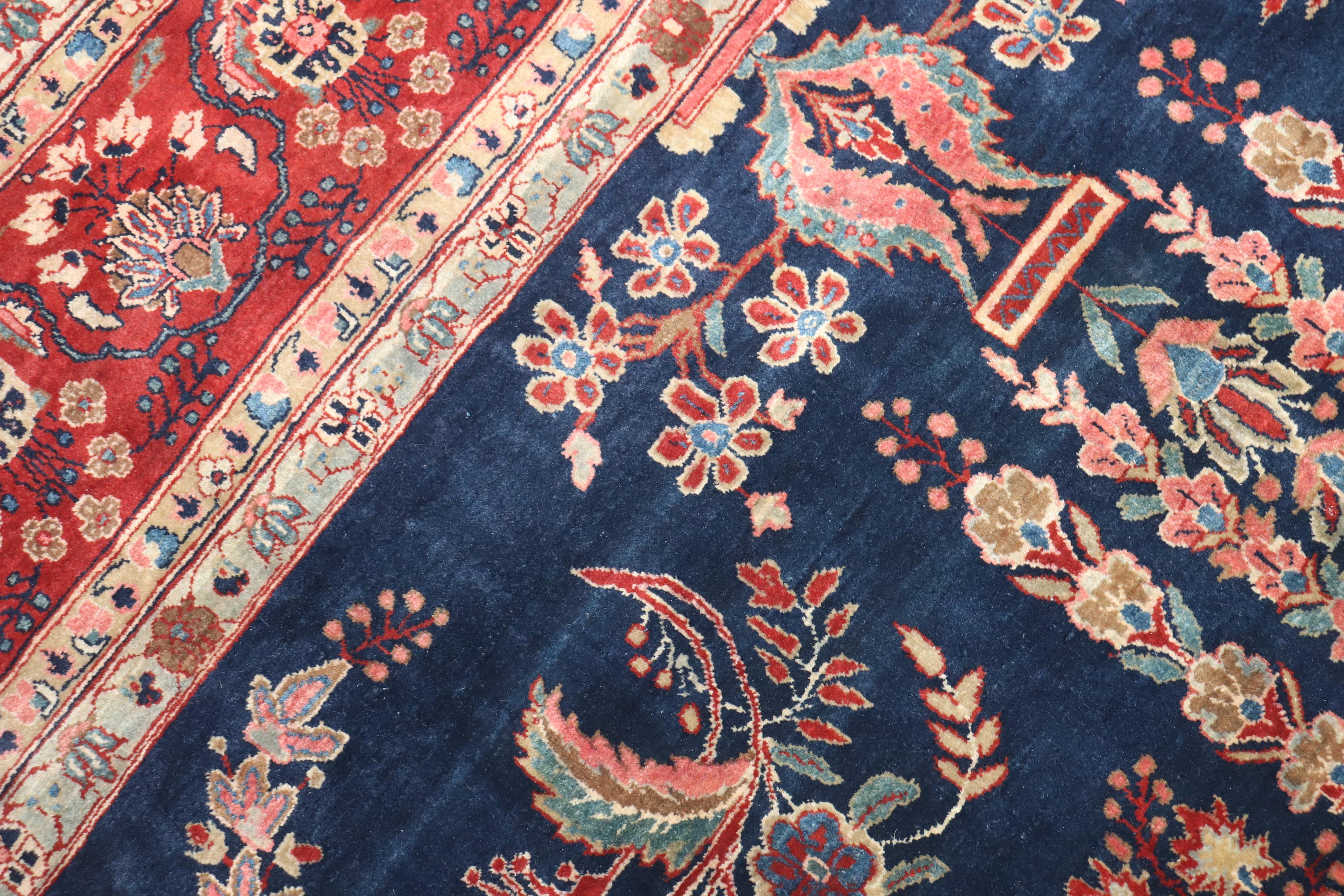 Zabihi Collection Antique Navy Blue Persian Sarouk Rug For Sale 9