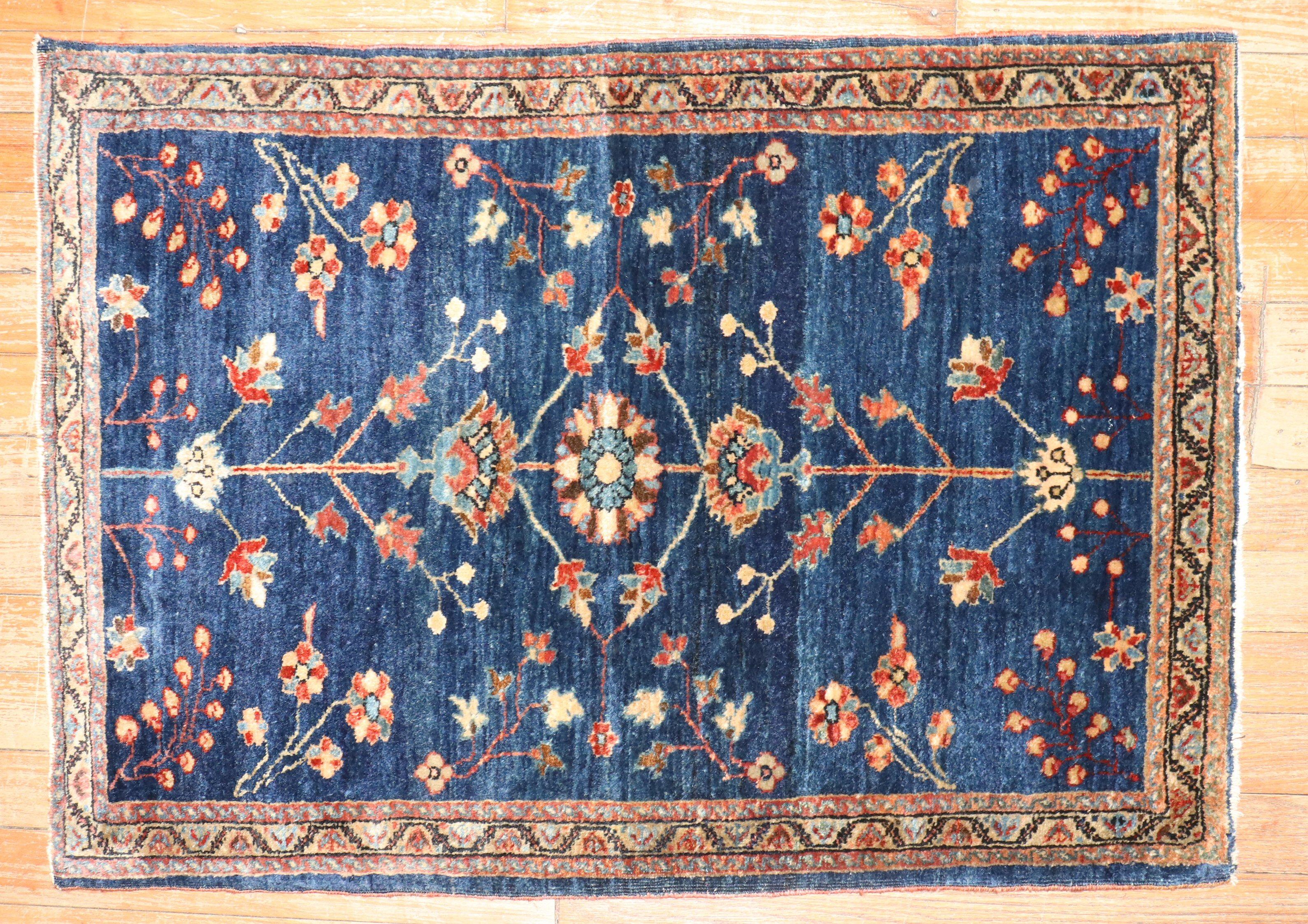 Zabihi Collection Antique Navy Blue Persian Sarouk Rug For Sale 1
