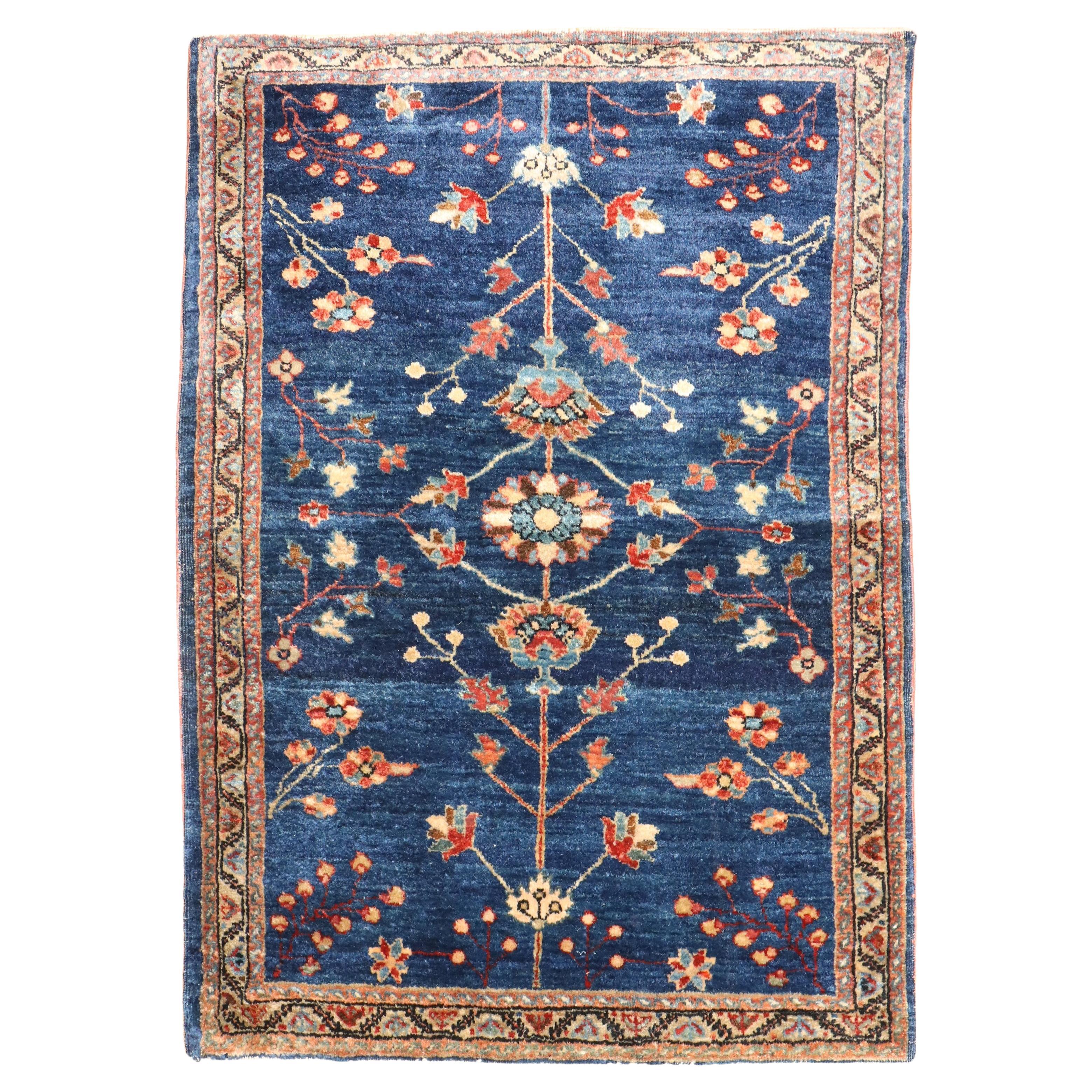 Zabihi Collection Antique Navy Blue Persian Sarouk Rug For Sale