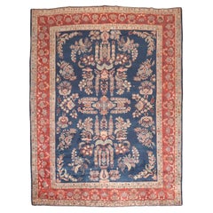 Zabihi Collection Antique Navy Blue Persian Sarouk Rug