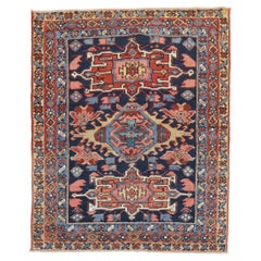 Zabihi Collection Antique Navy Karadja Square Rug, 3'7'' x 4'3''