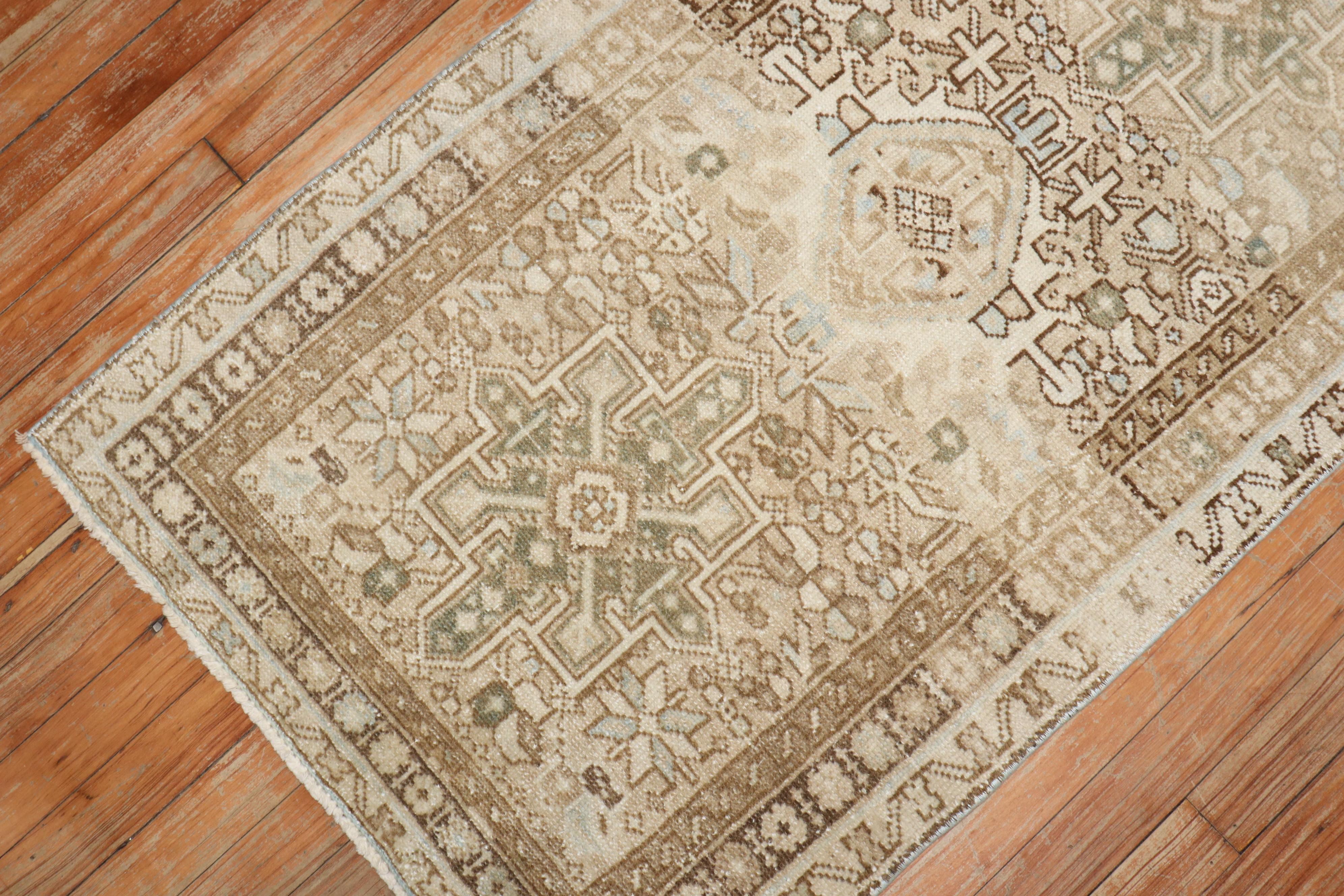 20th Century Zabihi Collection Antique Neutral Color Heriz Rug For Sale