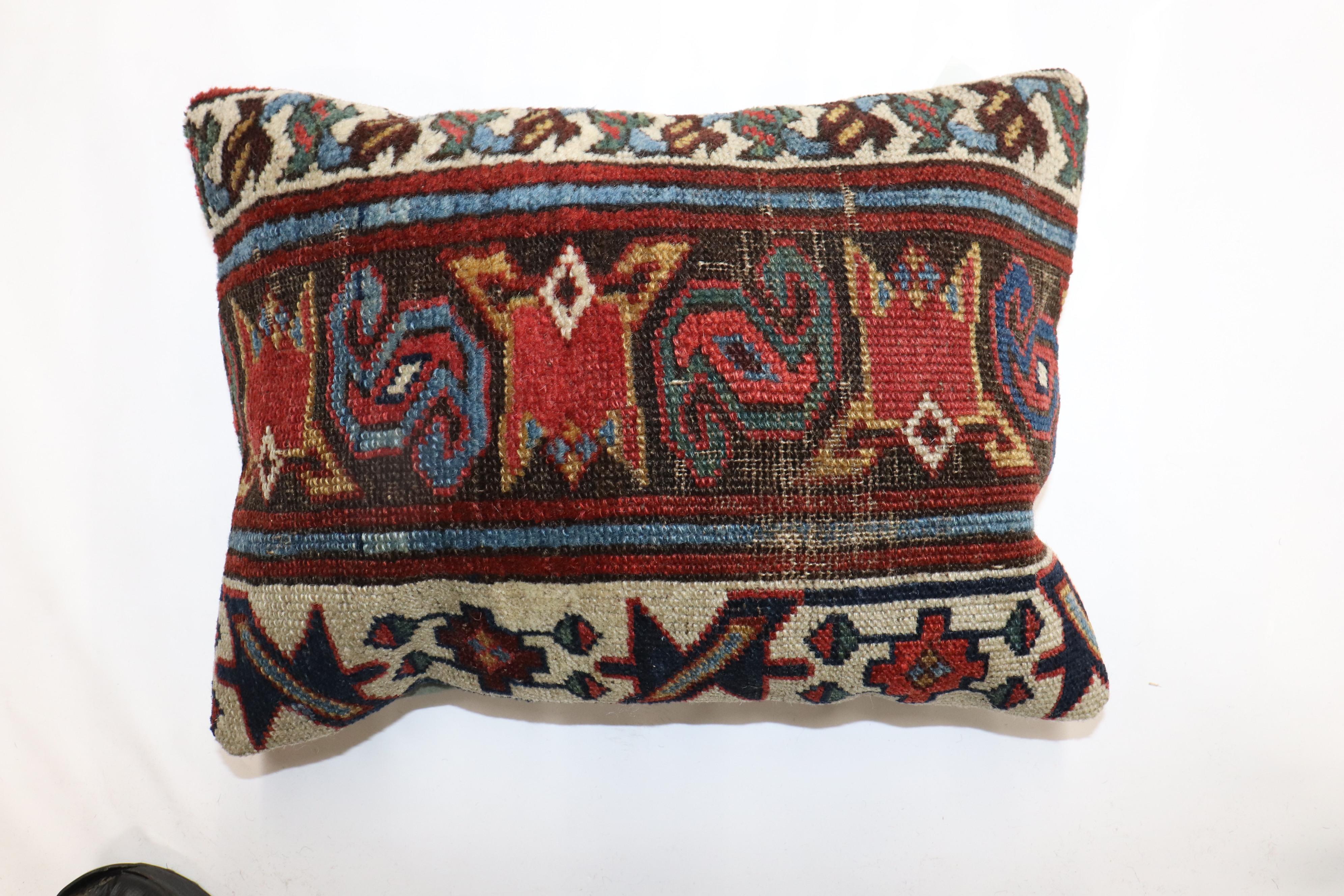 Tribal Zabihi Collection Antique Northwest Persian Small Rug Pillow For Sale