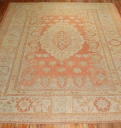 Zabihi Collection Antique Orange Large Room Size Oushak Rug, 11' x 14'4''