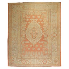 Zabihi Collection Antique Orange Large Room Size Oushak Rug, 11' x 14'4''