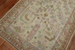 Zabihi Collection Antique Oushak Pink Green Neutral Rug