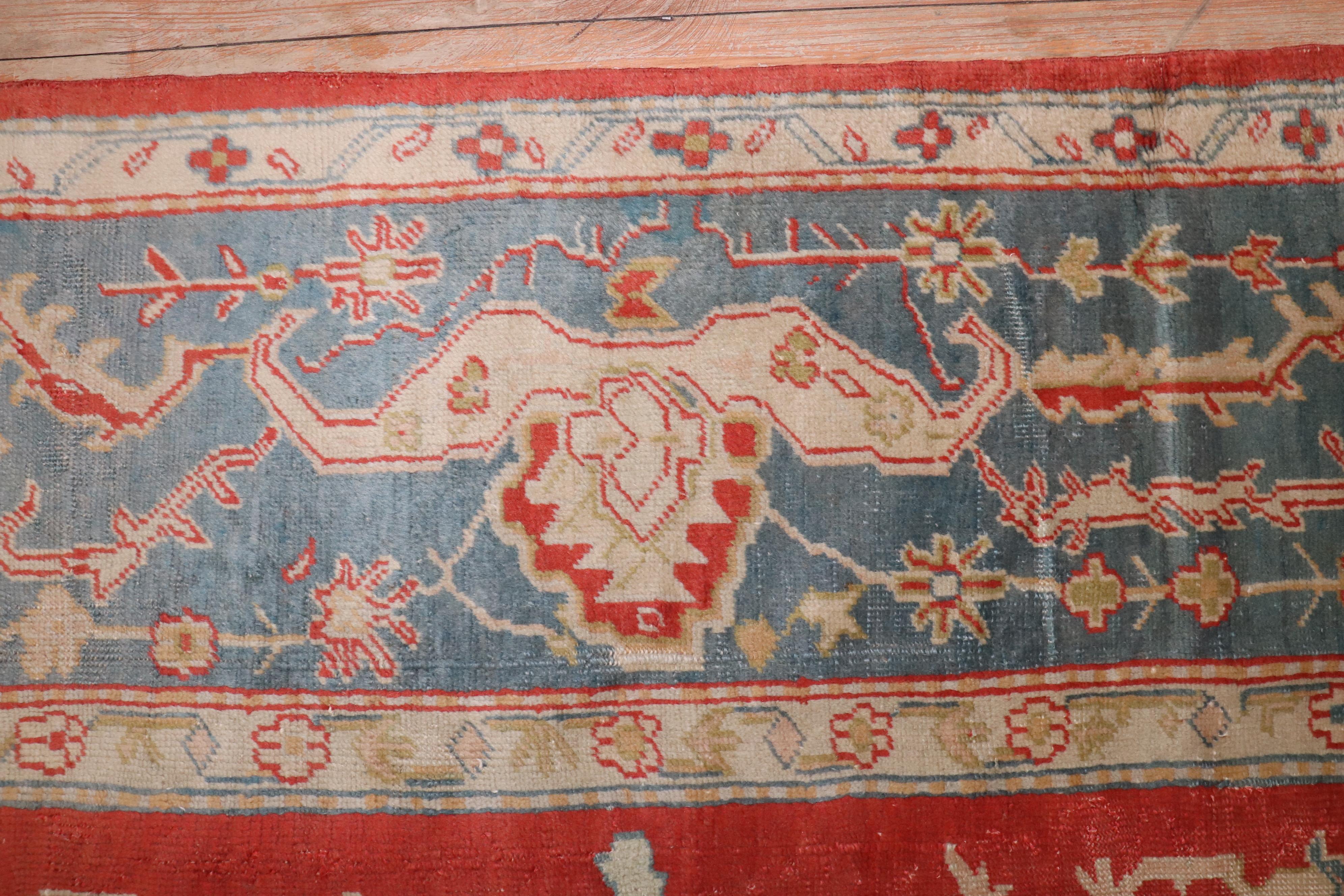 Zabihi Collection Antique Oushak Rug For Sale 4