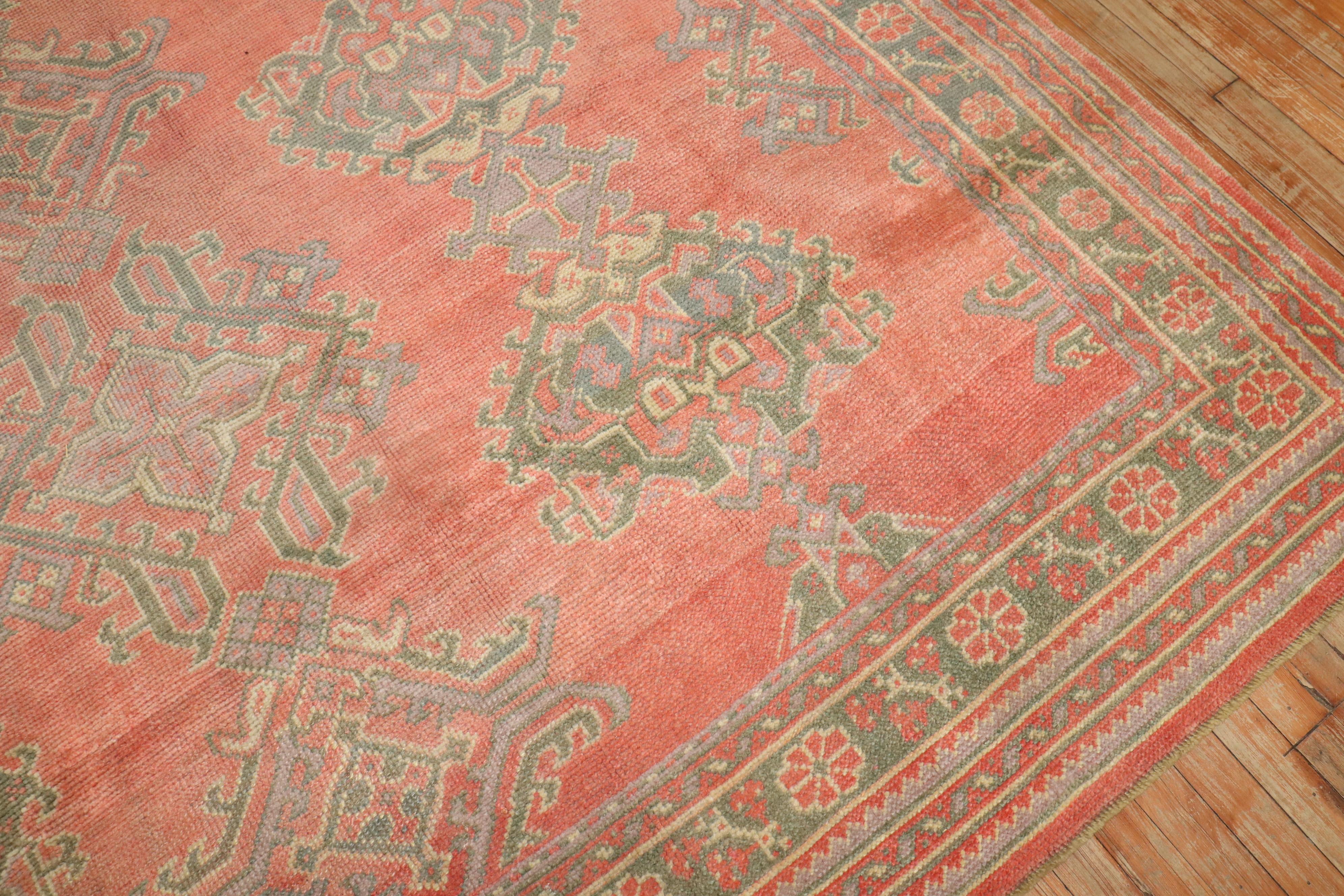 Turkish Zabihi Collection Antique Oushak Rug For Sale