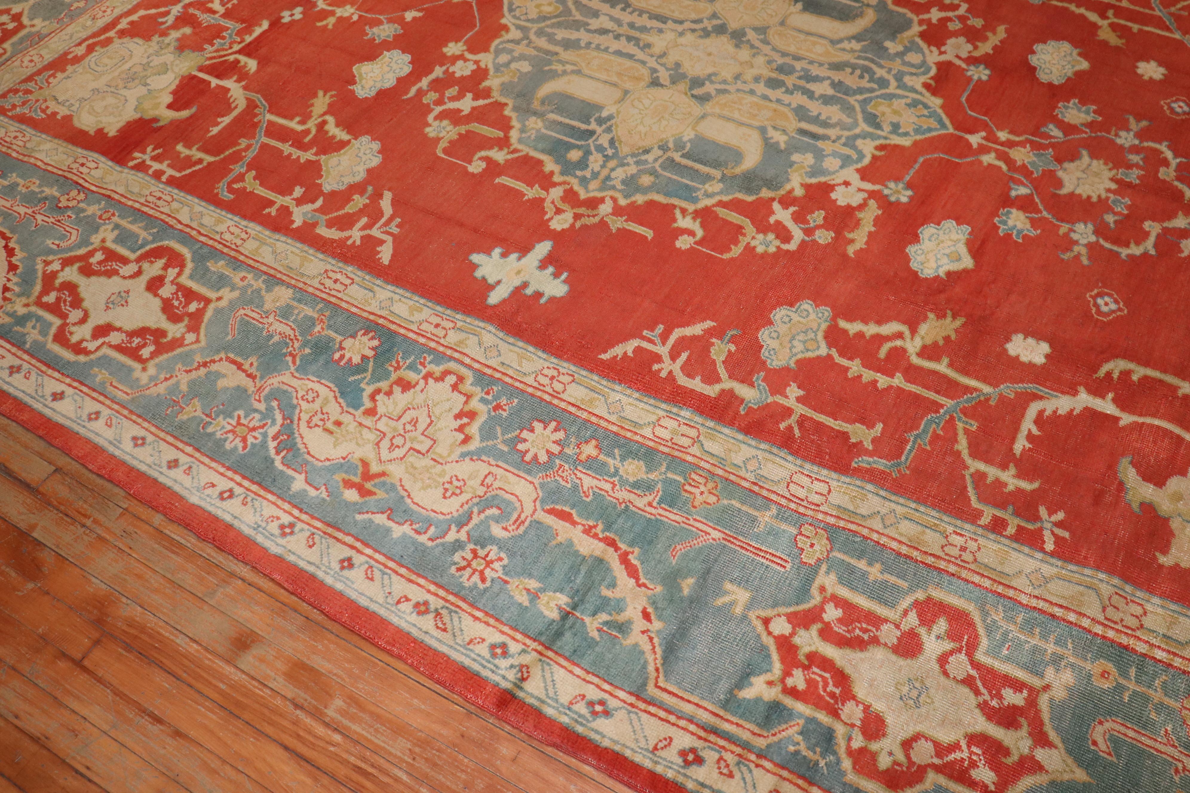 Zabihi Collection Antique Oushak Rug In Good Condition For Sale In New York, NY