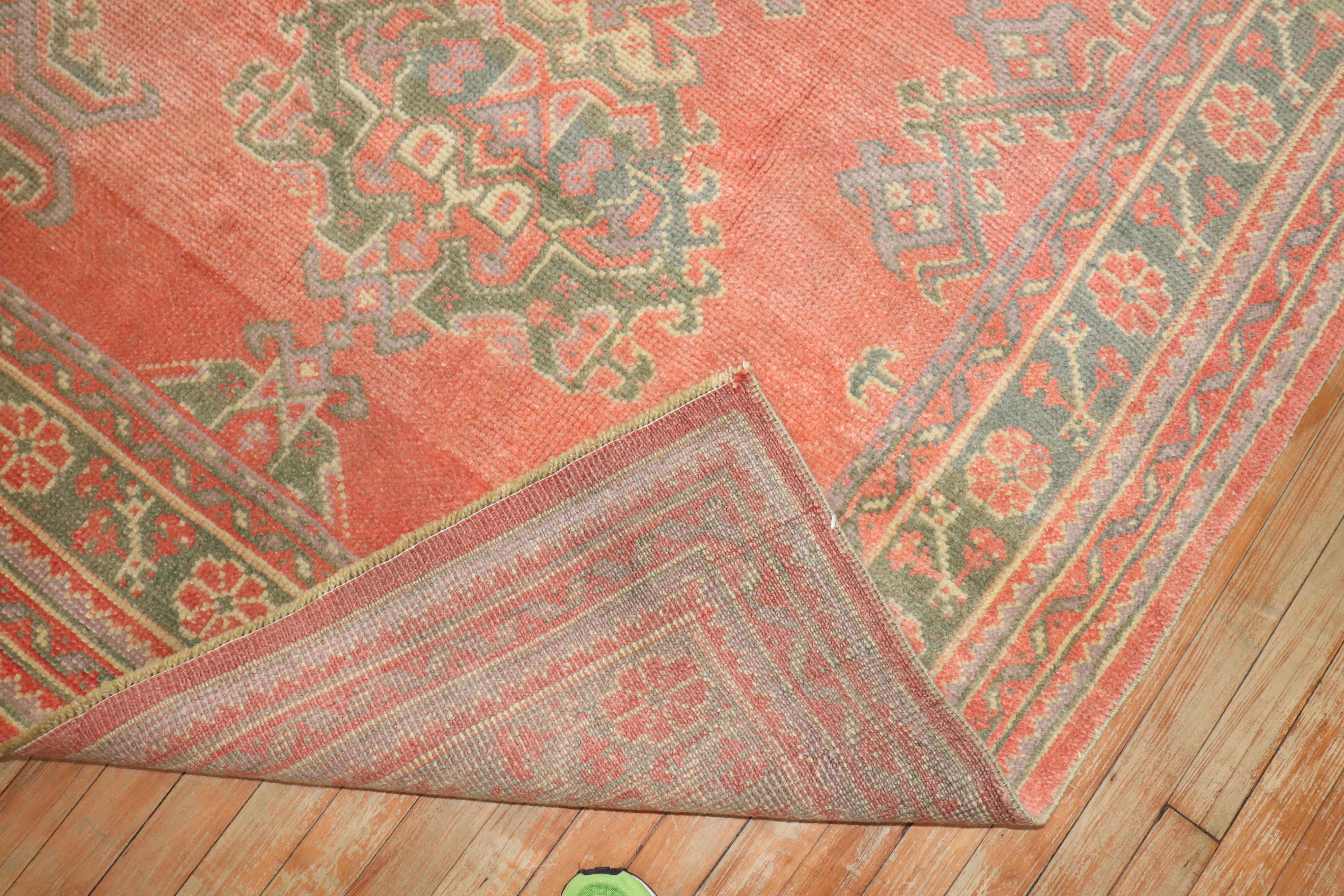 Zabihi Collection Antique Oushak Rug In Good Condition For Sale In New York, NY