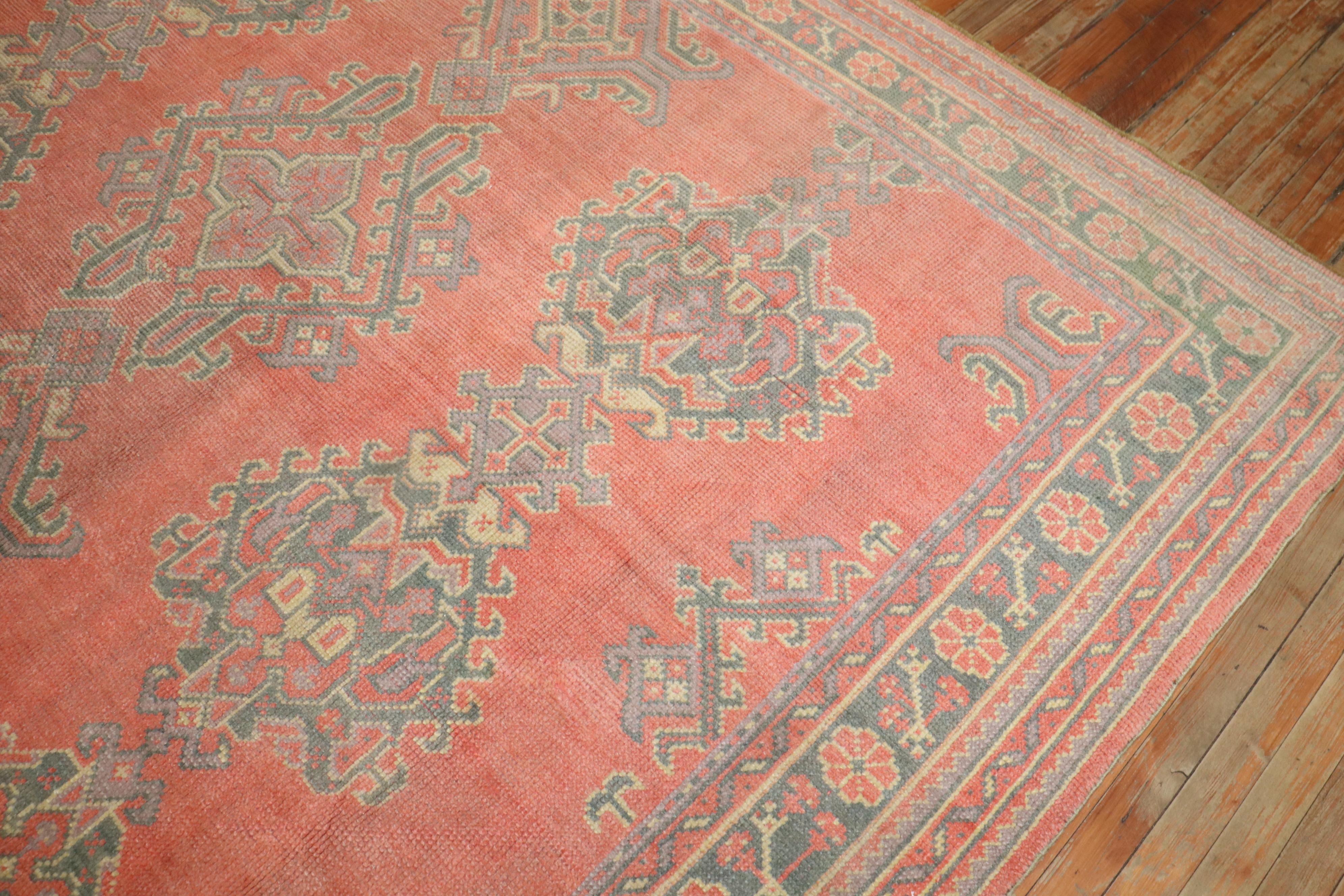 20th Century Zabihi Collection Antique Oushak Rug For Sale