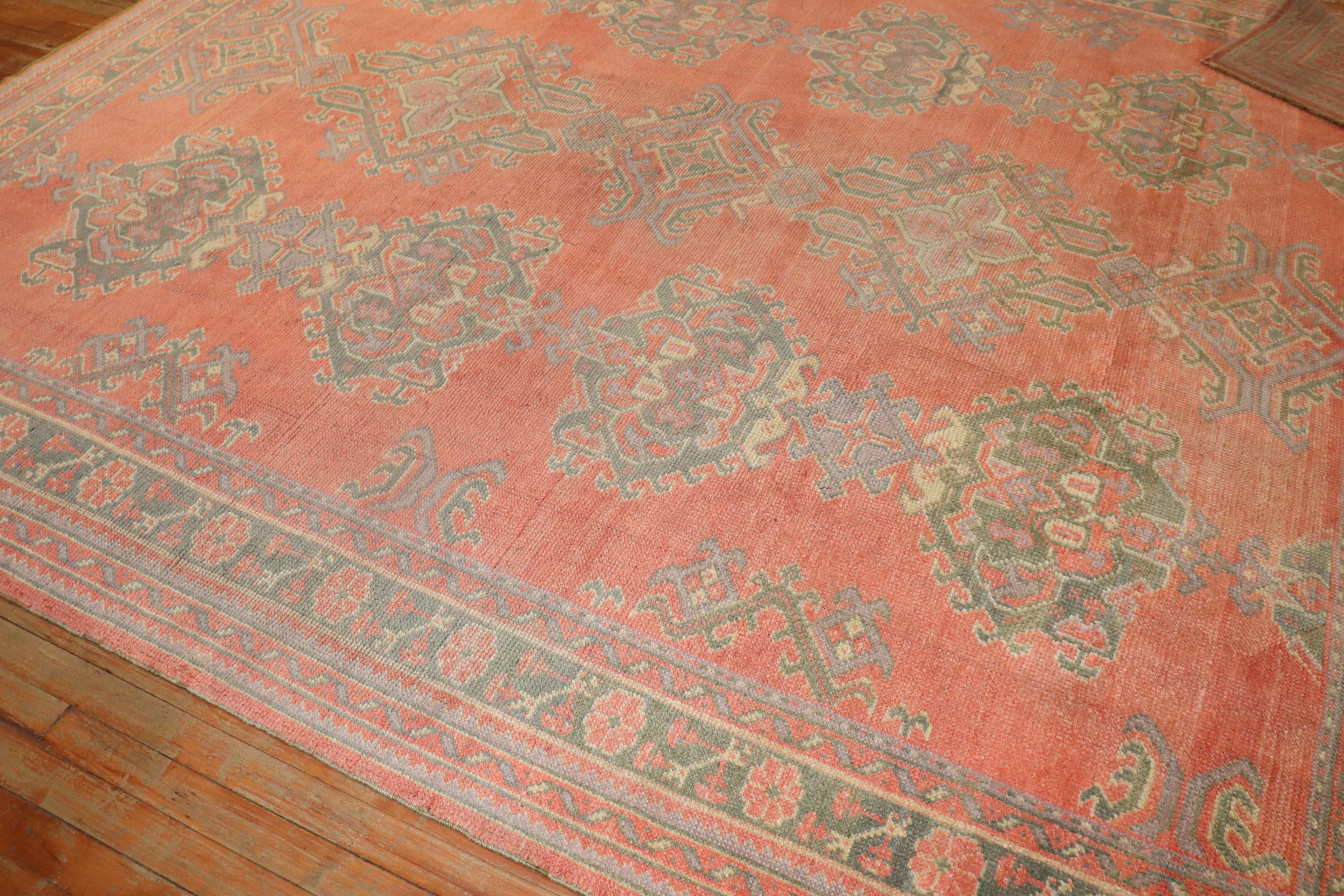 Zabihi Collection Antique Oushak Rug For Sale 1