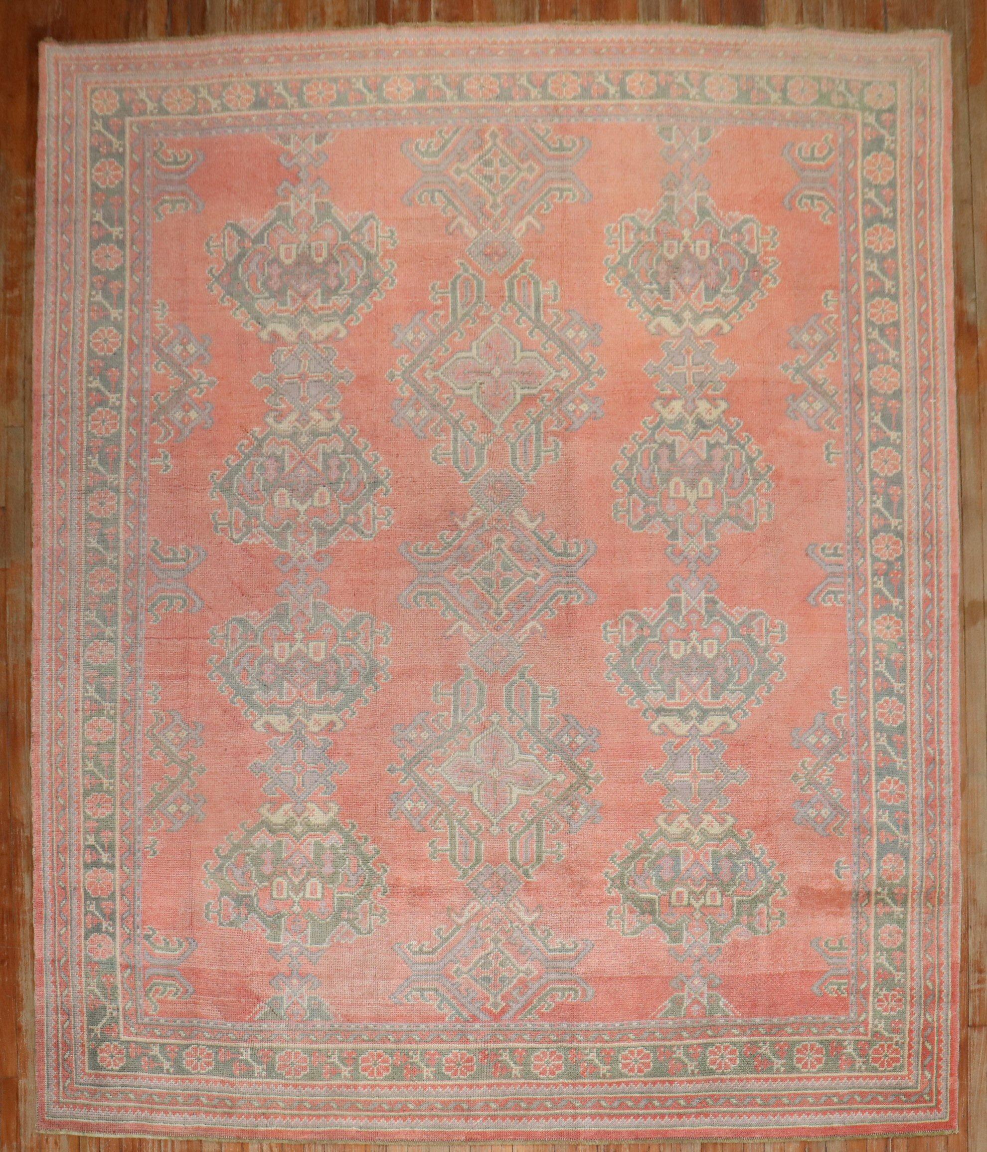 Zabihi Collection Antique Oushak Rug For Sale 2