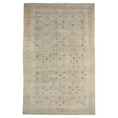 Zabihi Collection Antique Pale Blue Persian Tabriz Oversize Rug