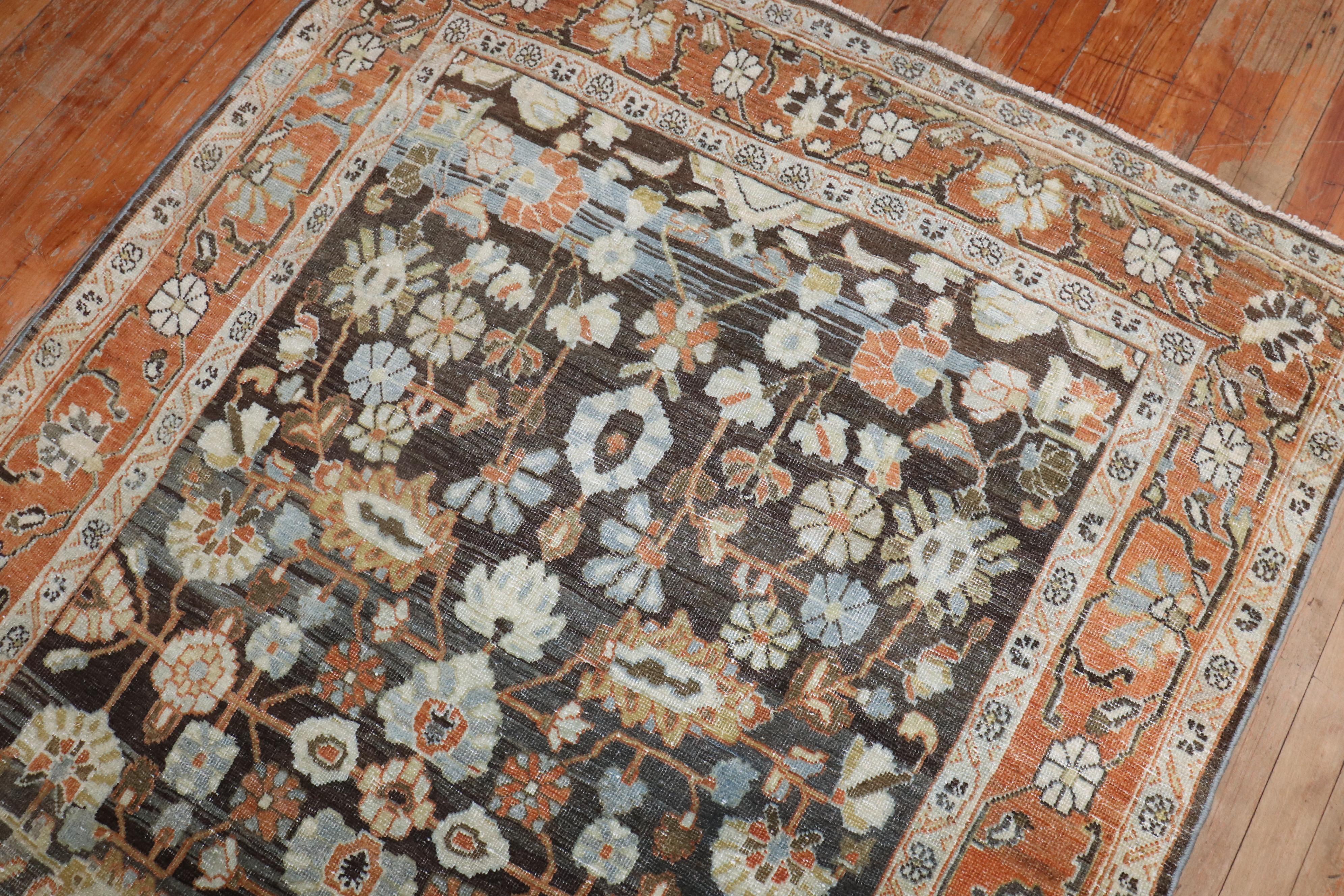 Hand-Knotted Zabihi Collection Antique Persian Accent Rug For Sale