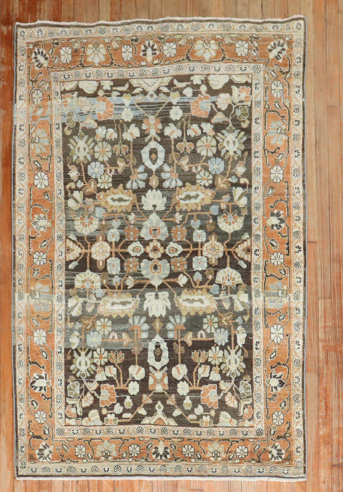 Wool Zabihi Collection Antique Persian Accent Rug For Sale