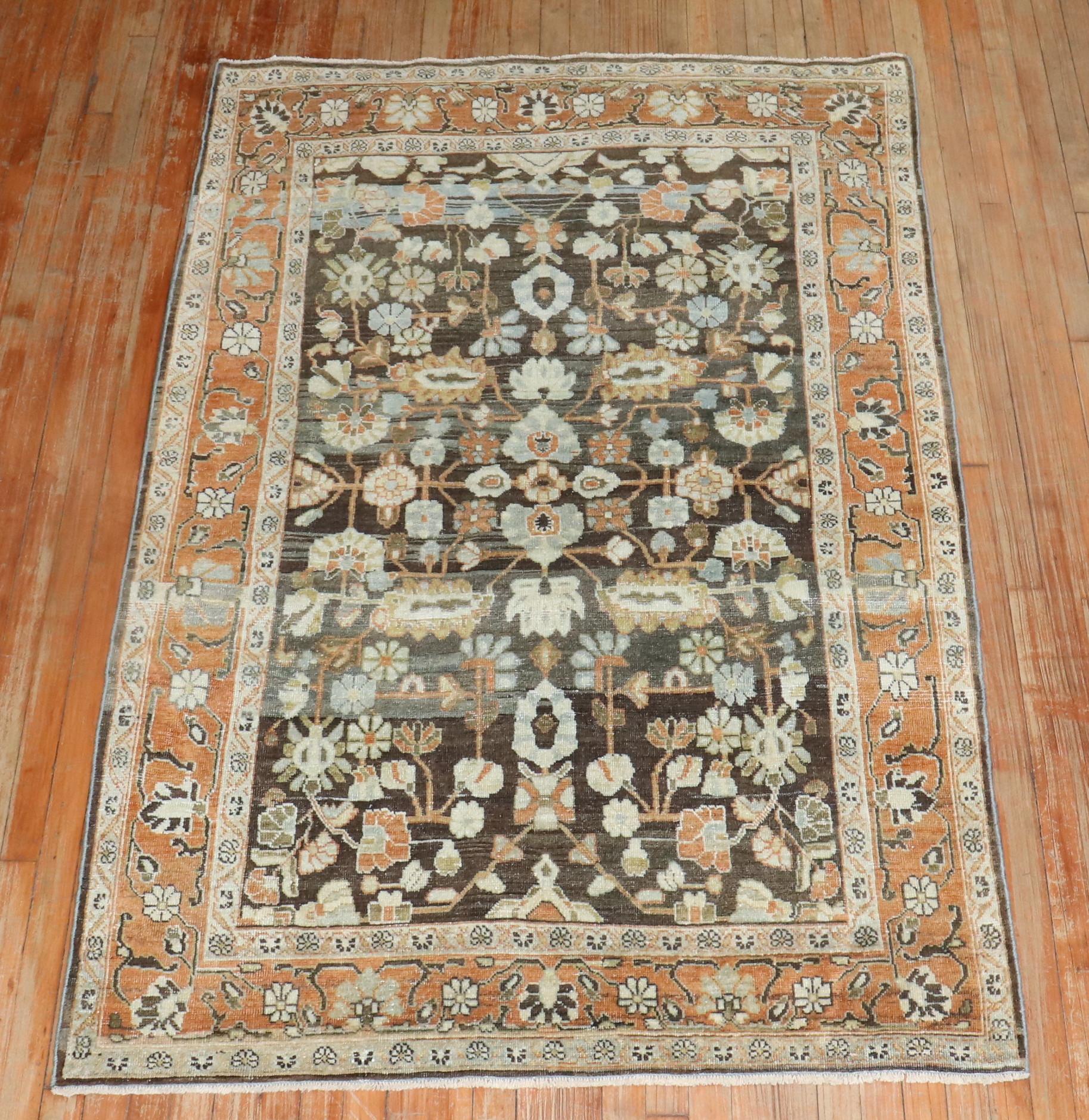 Zabihi Collection Antique Persian Accent Rug For Sale 1