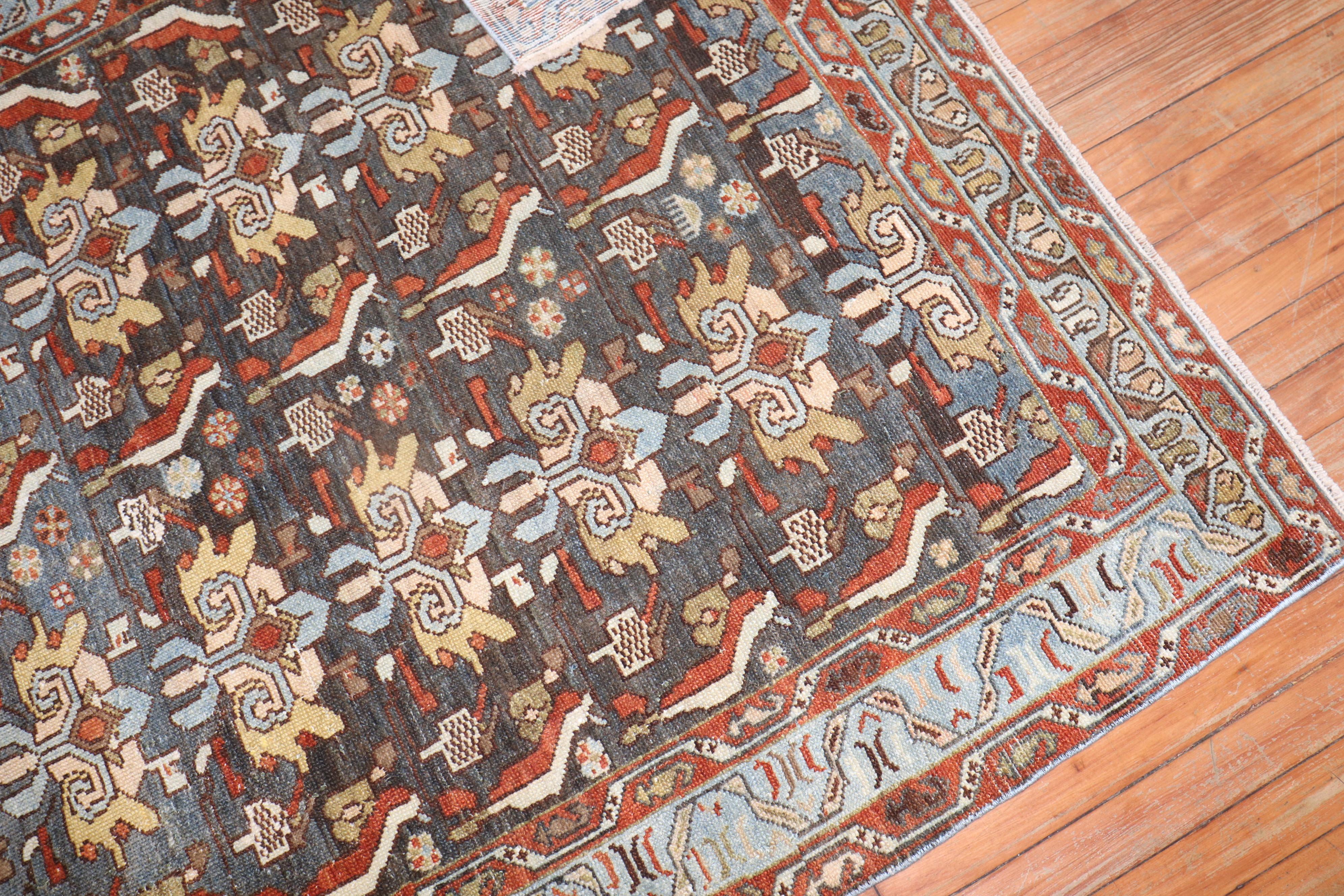 Zabihi Collection Antique Persian Bakhtiari Accent Size Rug In Good Condition For Sale In New York, NY