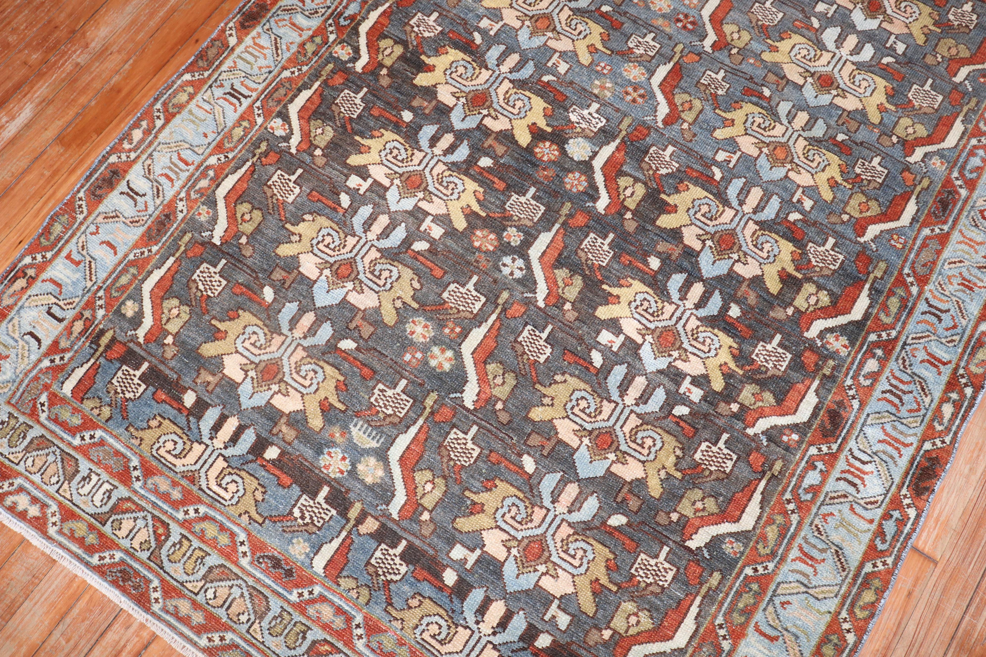 Zabihi Collection Antique Persian Bakhtiari Accent Size Rug For Sale 1