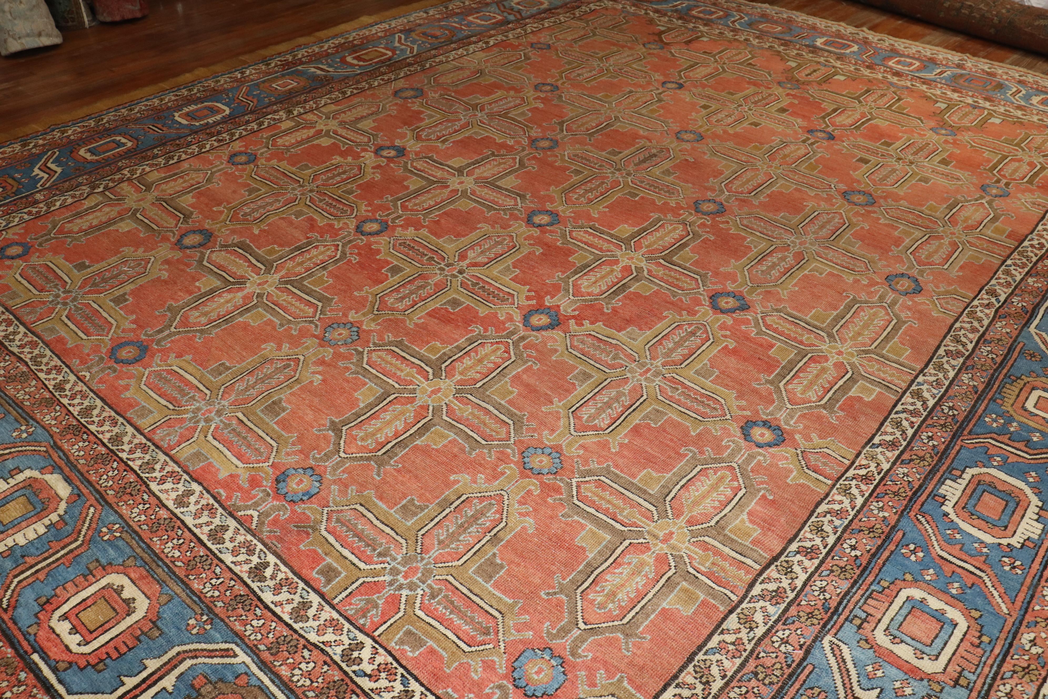 Hand-Knotted Zabihi Collection Antique Persian Bakshaish Rug For Sale