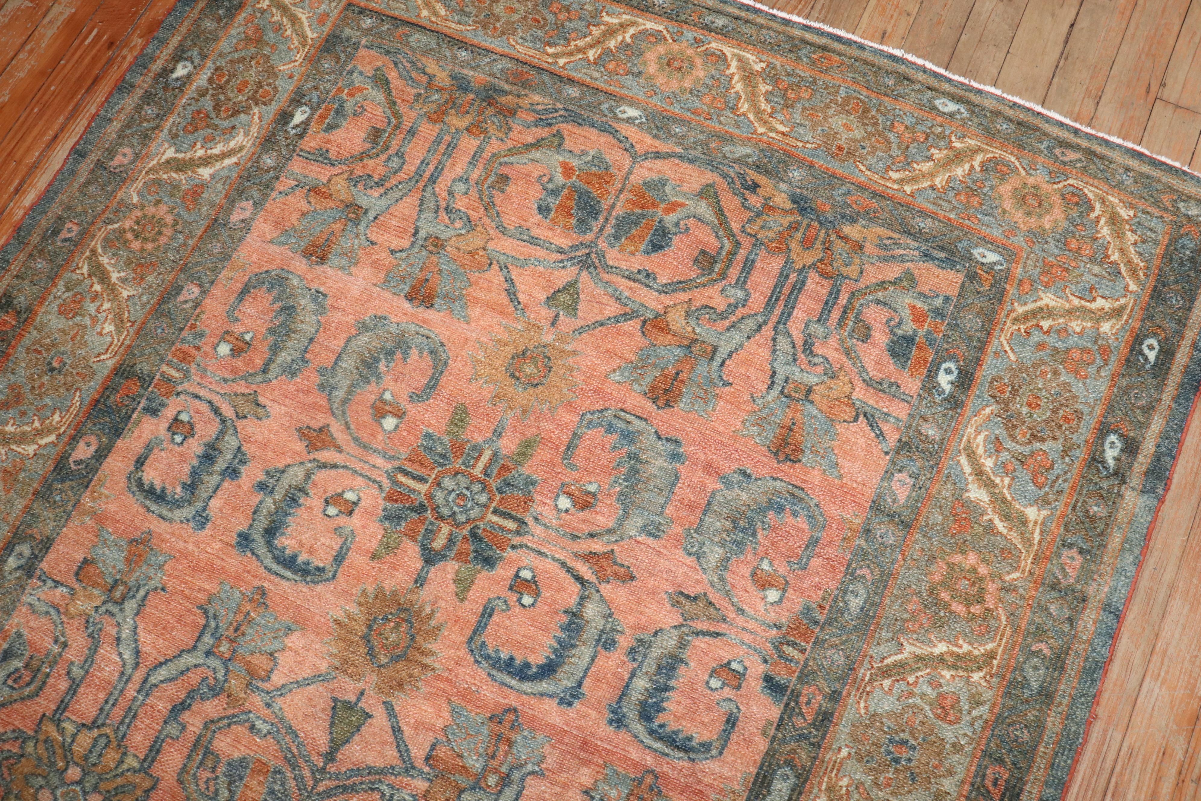 Hand-Knotted Zabihi Collection Antique Persian Bibikabad Rug For Sale