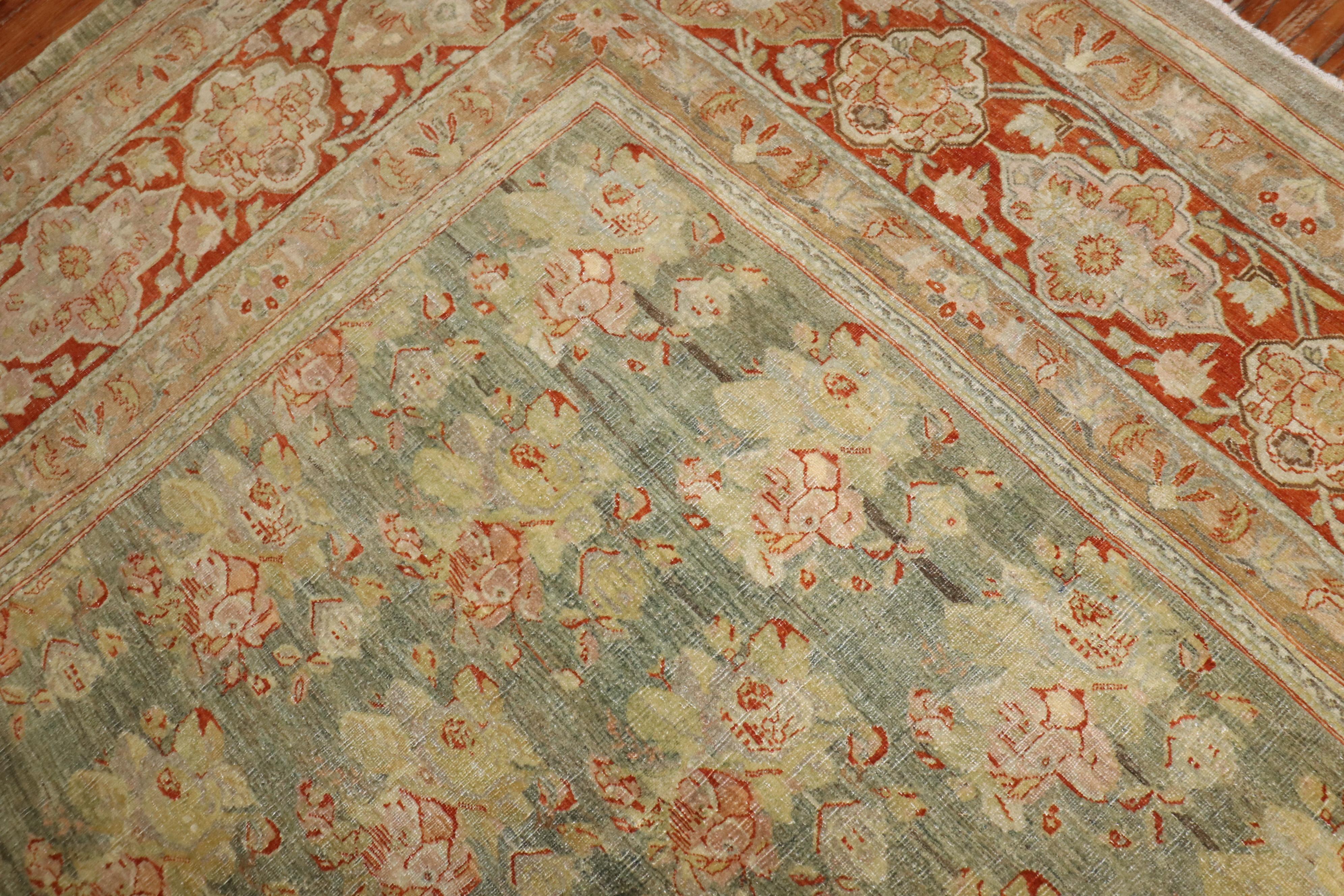 Zabihi Collection Antique Persian Bidjar Floral Rug In Good Condition For Sale In New York, NY