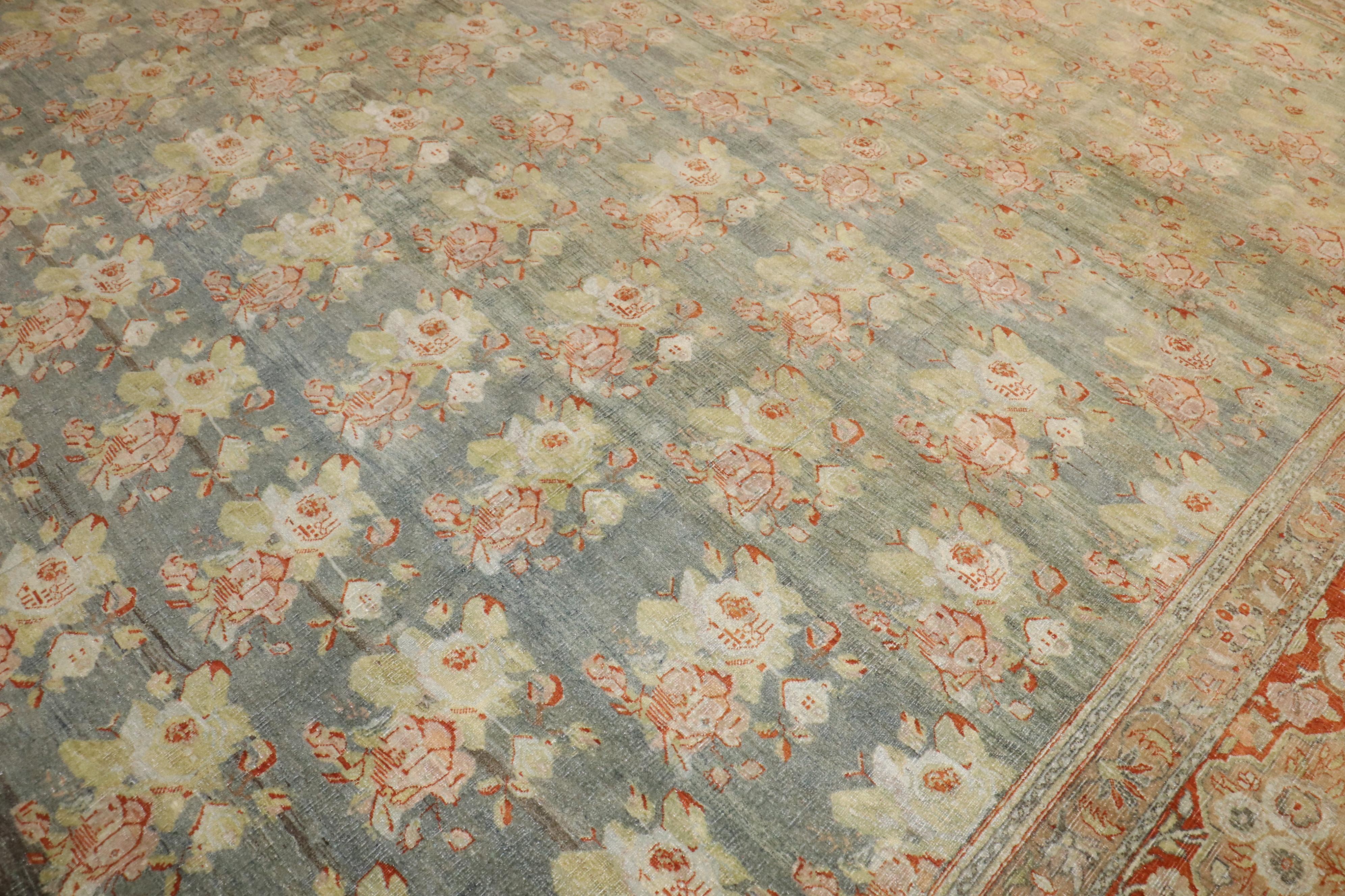 Zabihi Collection Antique Persian Bidjar Floral Rug For Sale 2