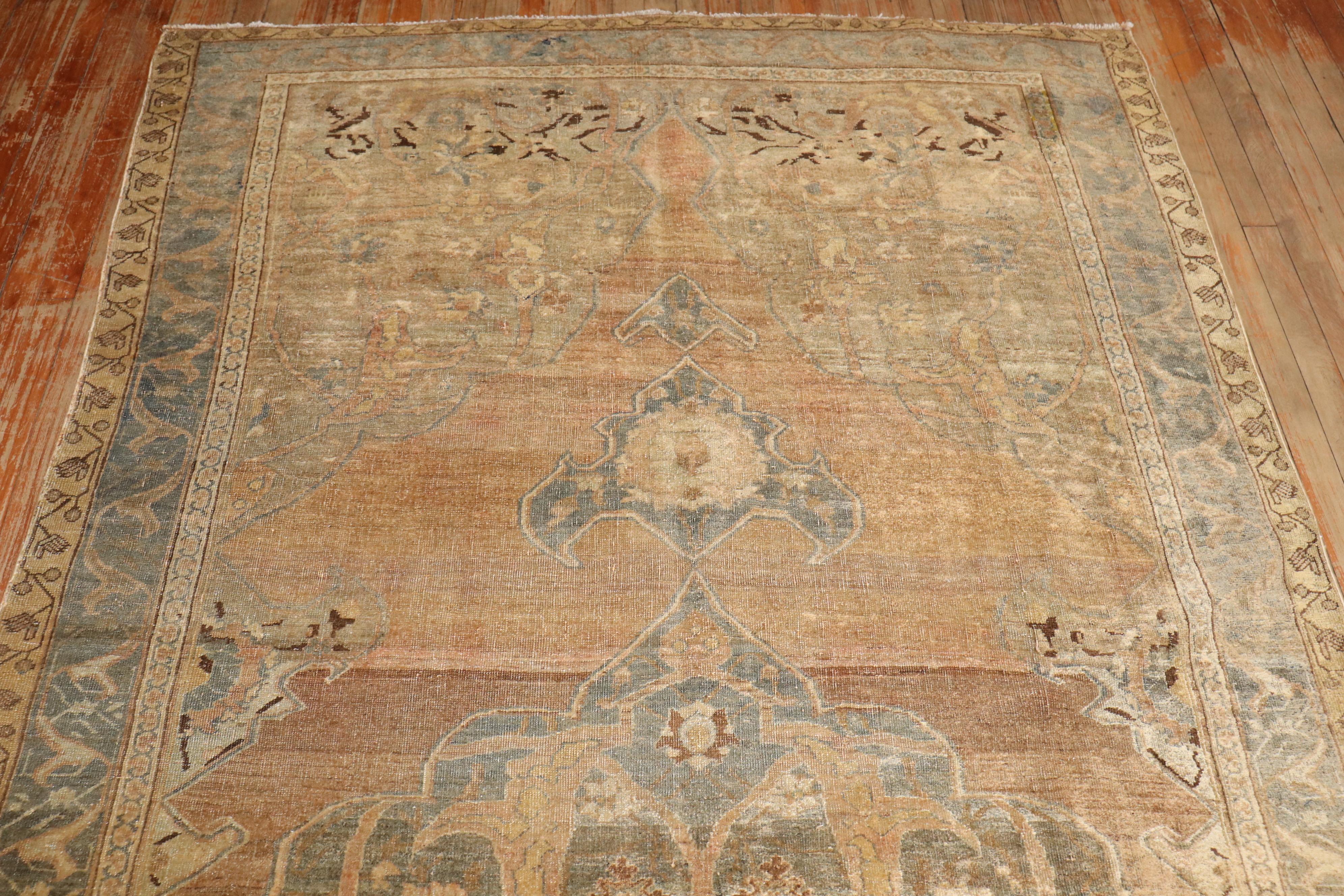 Zabihi Collection Antique Persian Bidjar Gallery Rug In Fair Condition For Sale In New York, NY